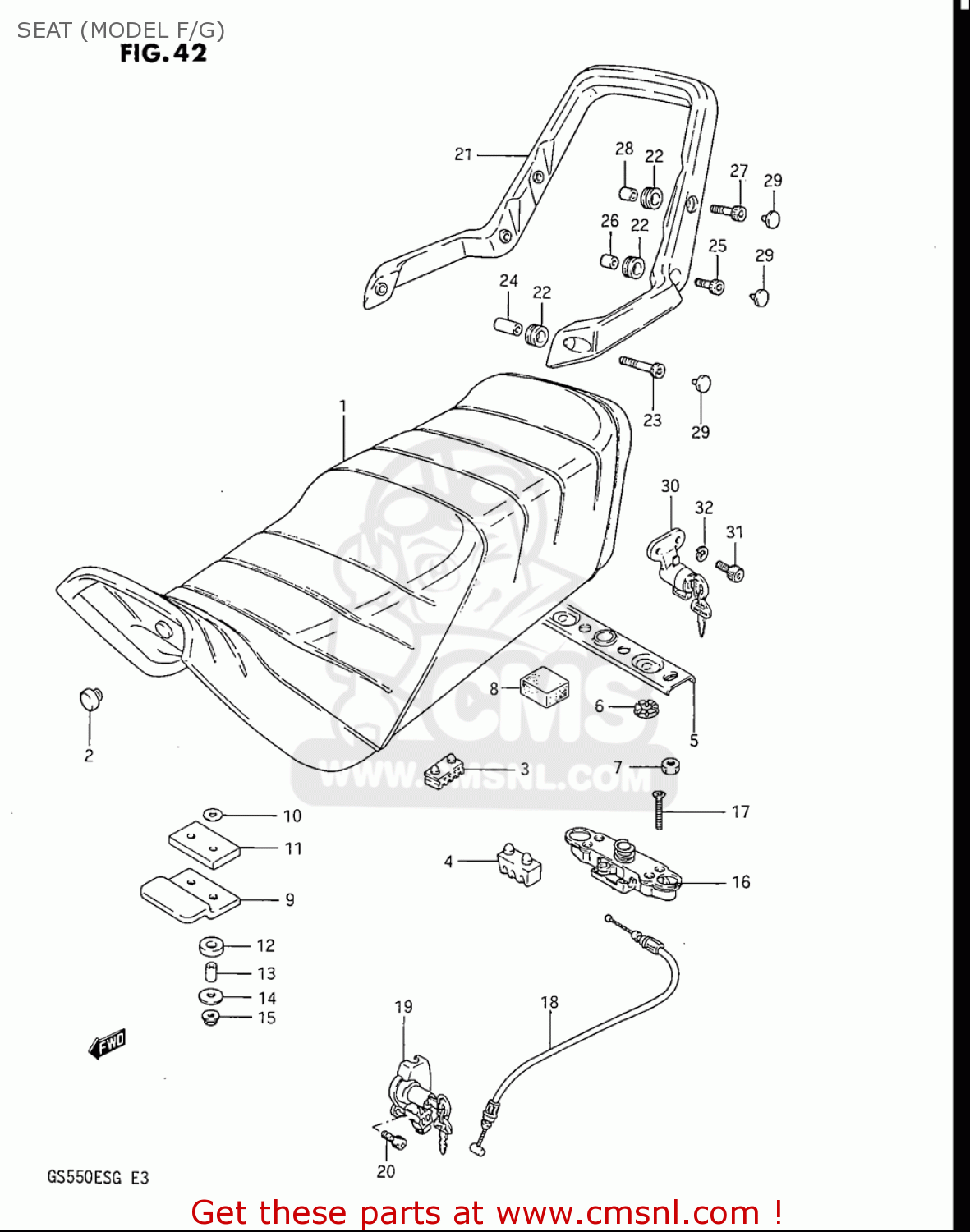 SEAT (MODEL F/G) GS550ES GS550ESE GS550EF GS550ESF GS550ESG 83-86 (D-G) USA (E03)