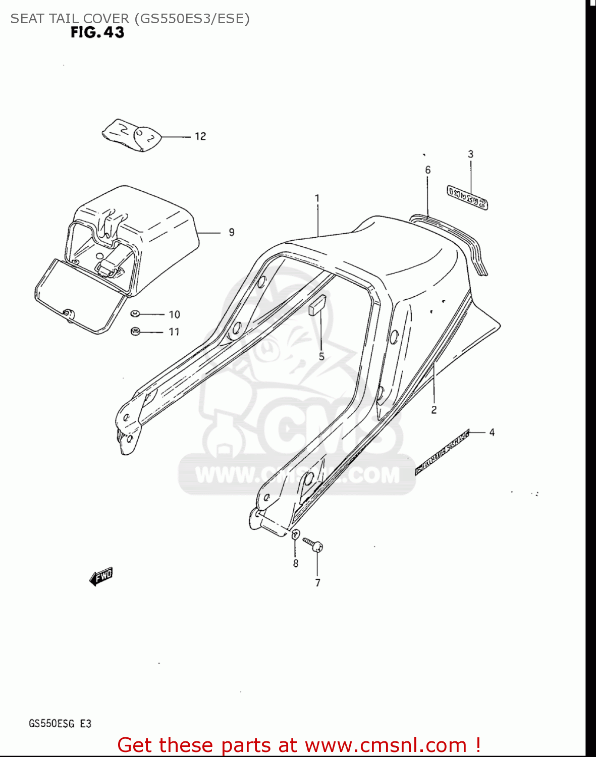 SEAT TAIL COVER (GS550ES3/ESE) GS550ES GS550ESE GS550EF GS550ESF GS550ESG 83-86 (D-G) USA (E03)