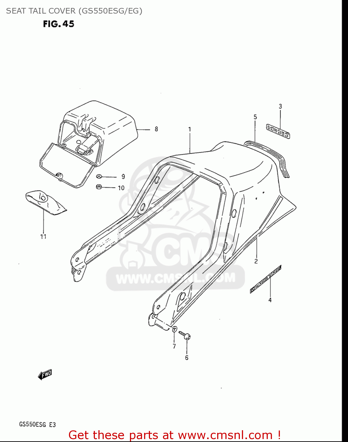 SEAT TAIL COVER (GS550ESG/EG) GS550ES GS550ESE GS550EF GS550ESF GS550ESG 83-86 (D-G) USA (E03)