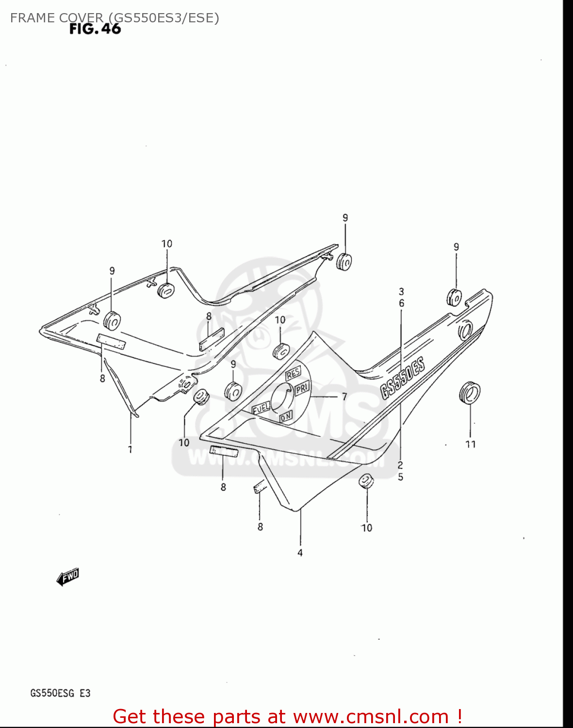 FRAME COVER (GS550ES3/ESE) GS550ES GS550ESE GS550EF GS550ESF GS550ESG 83-86 (D-G) USA (E03)