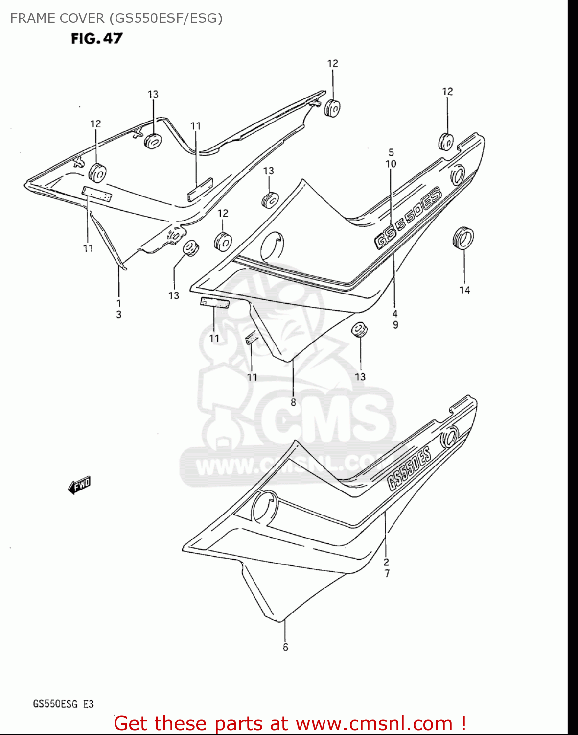 FRAME COVER (GS550ESF/ESG) GS550ES GS550ESE GS550EF GS550ESF GS550ESG 83-86 (D-G) USA (E03)