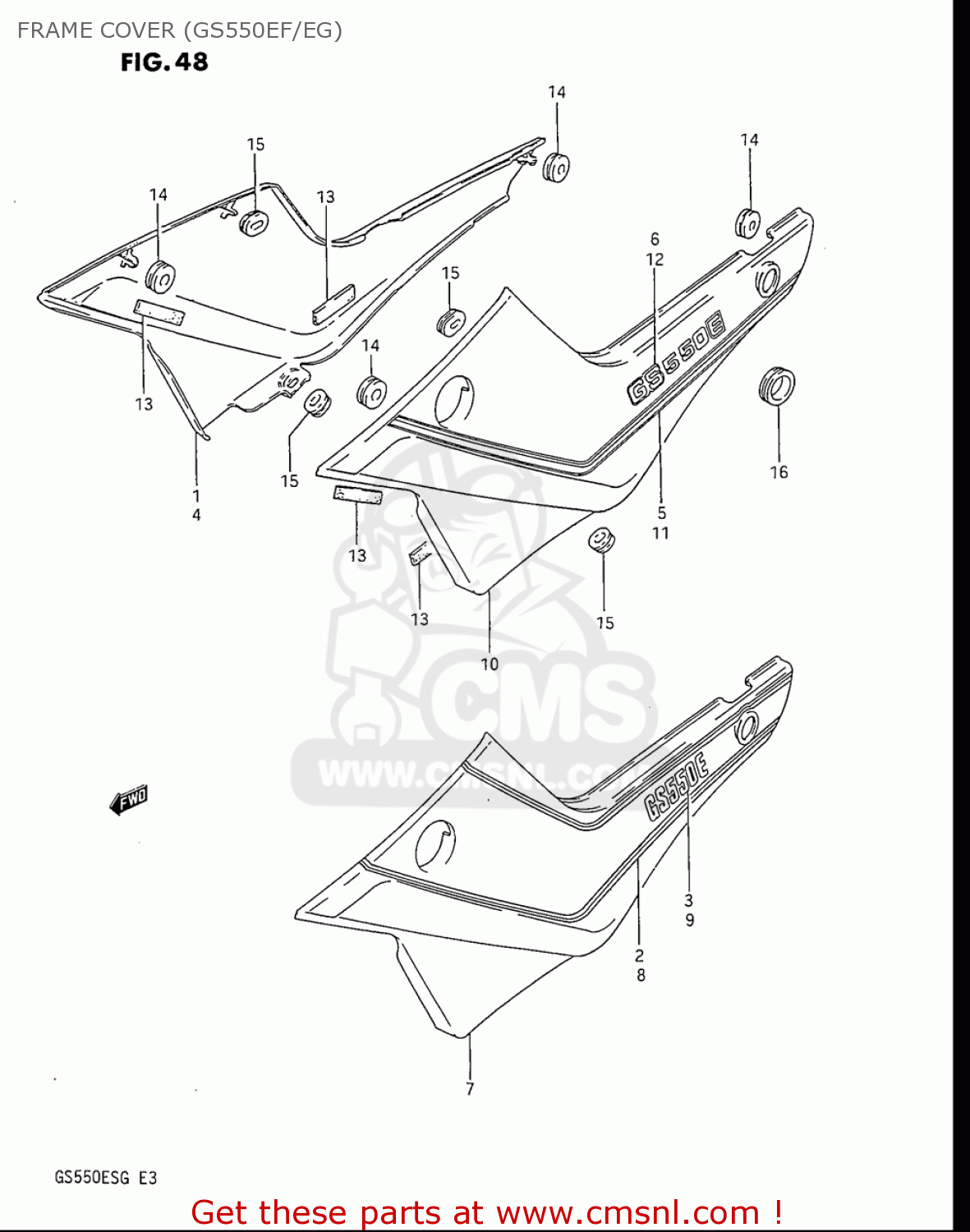FRAME COVER (GS550EF/EG) GS550ES GS550ESE GS550EF GS550ESF GS550ESG 83-86 (D-G) USA (E03)
