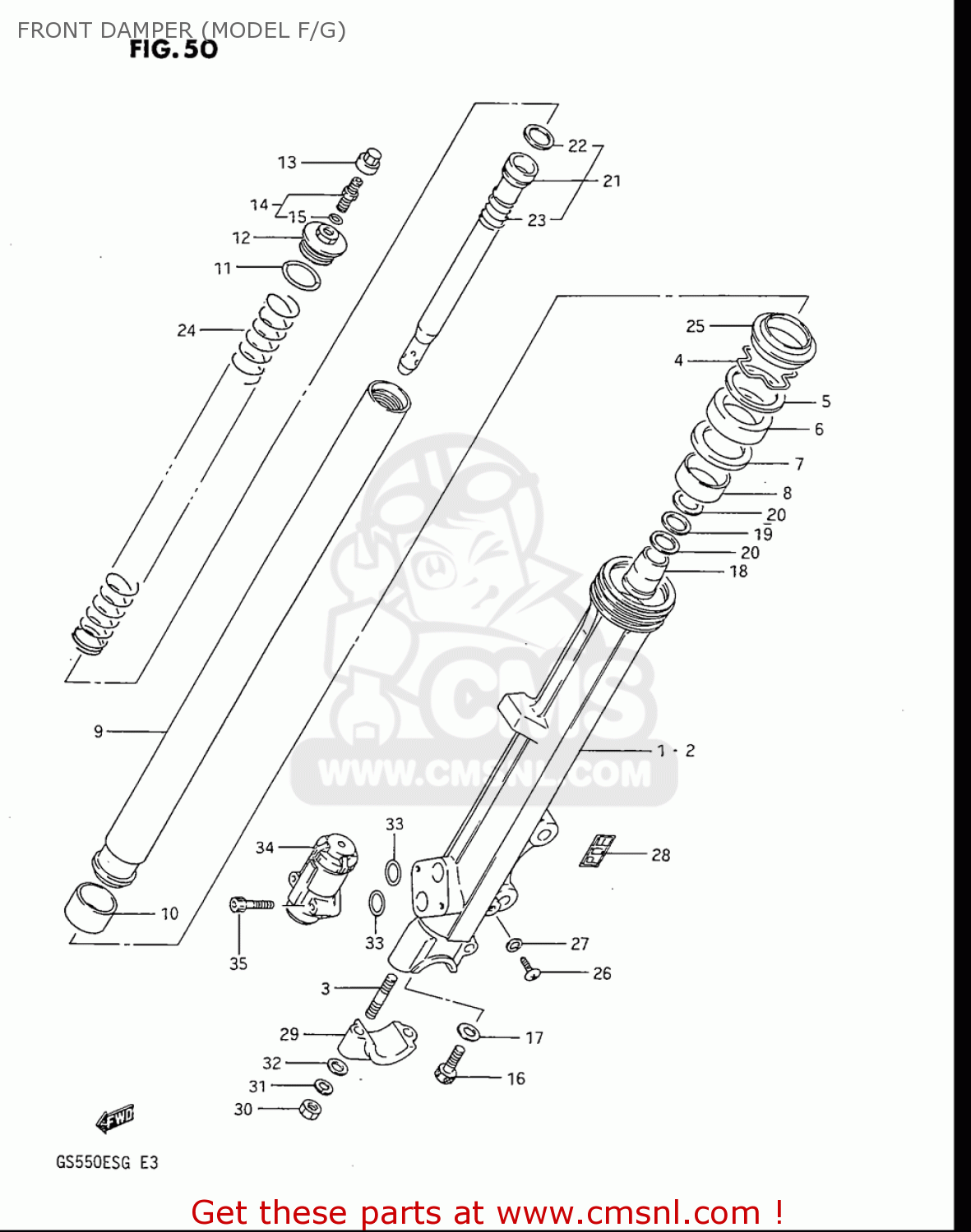 FRONT DAMPER (MODEL F/G) GS550ES GS550ESE GS550EF GS550ESF GS550ESG 83-86 (D-G) USA (E03)