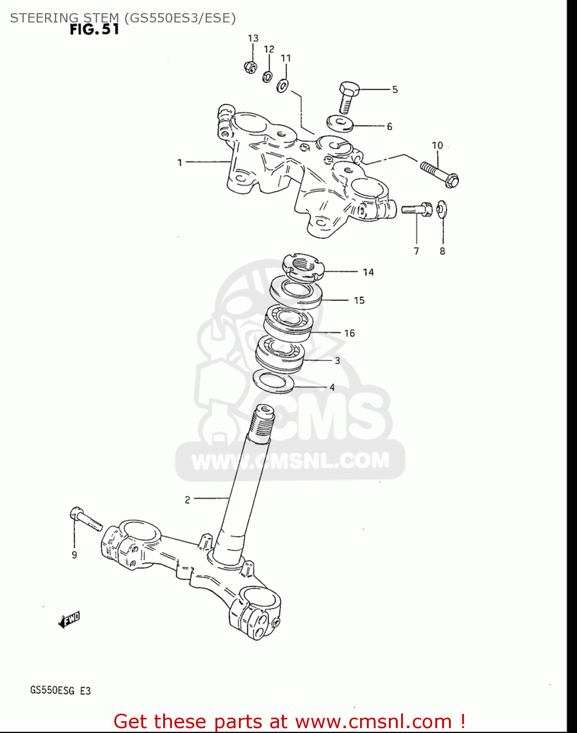 STEERING STEM (GS550ES3/ESE) GS550ES GS550ESE GS550EF GS550ESF GS550ESG 83-86 (D-G) USA (E03)