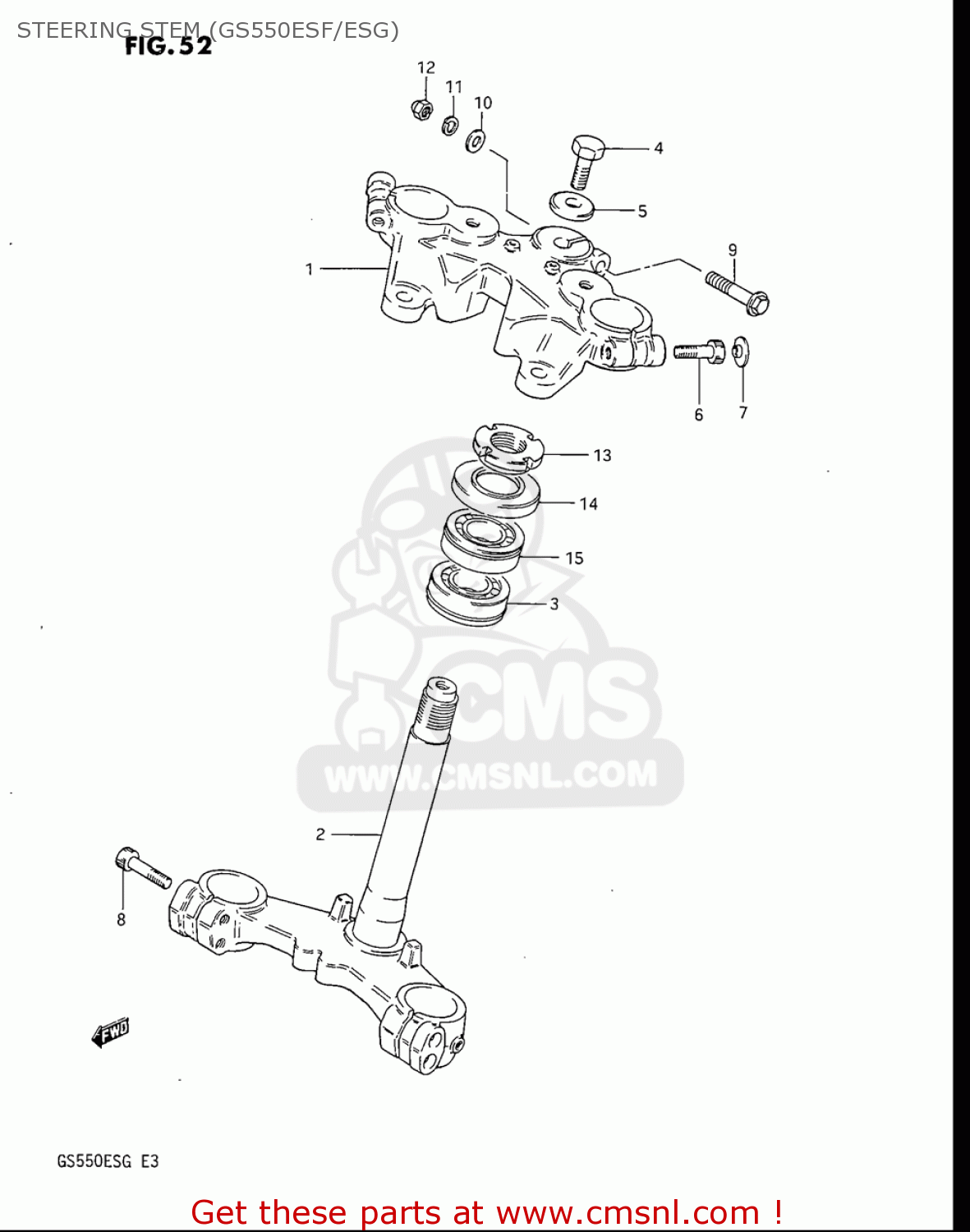 STEERING STEM (GS550ESF/ESG) GS550ES GS550ESE GS550EF GS550ESF GS550ESG 83-86 (D-G) USA (E03)