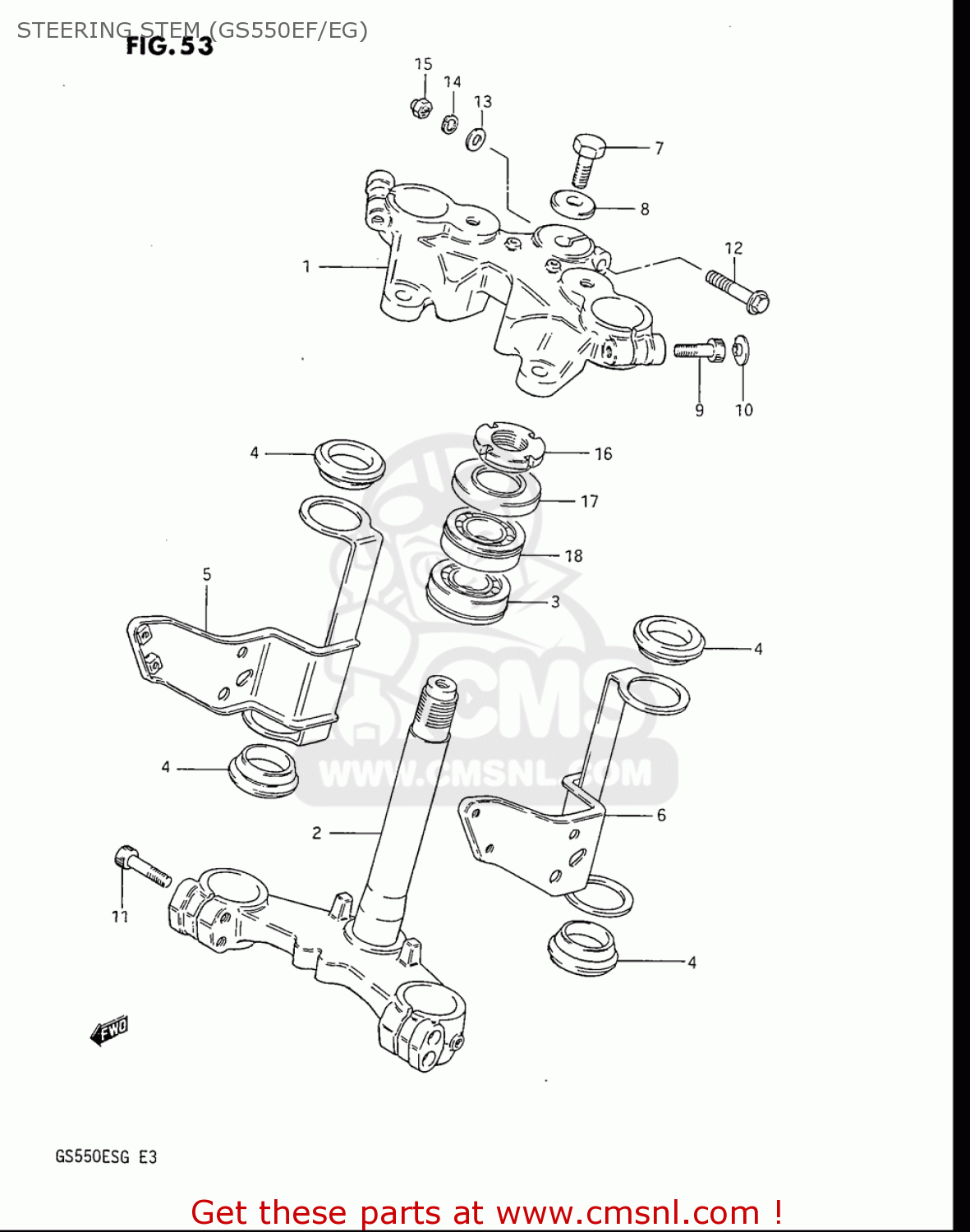 STEERING STEM (GS550EF/EG) GS550ES GS550ESE GS550EF GS550ESF GS550ESG 83-86 (D-G) USA (E03)