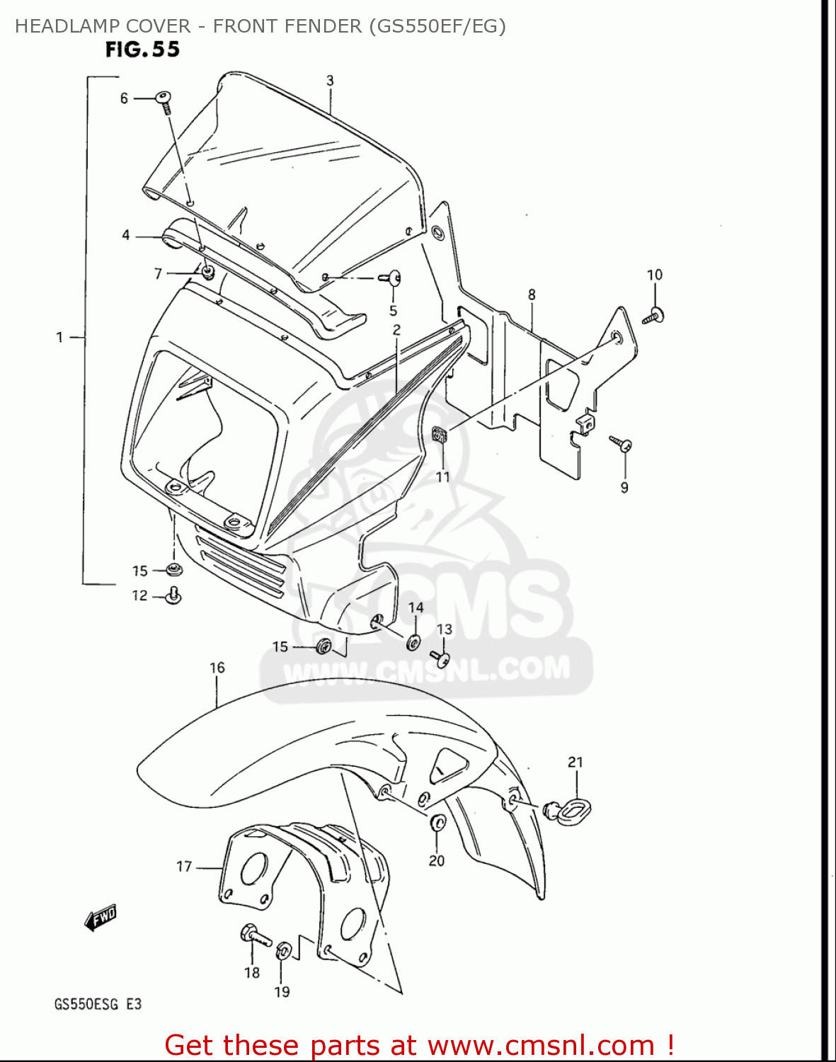 HEADLAMP COVER - FRONT FENDER (GS550EF/EG) GS550ES GS550ESE GS550EF GS550ESF GS550ESG 83-86 (D-G) USA (E03)