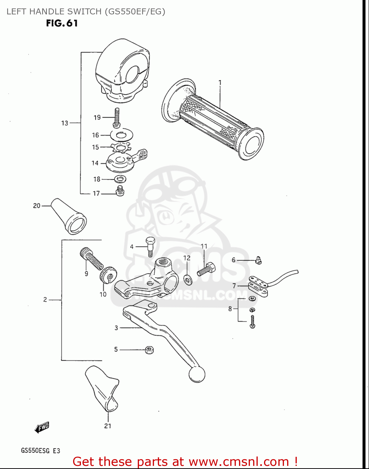 LEFT HANDLE SWITCH (GS550EF/EG) GS550ES GS550ESE GS550EF GS550ESF GS550ESG 83-86 (D-G) USA (E03)