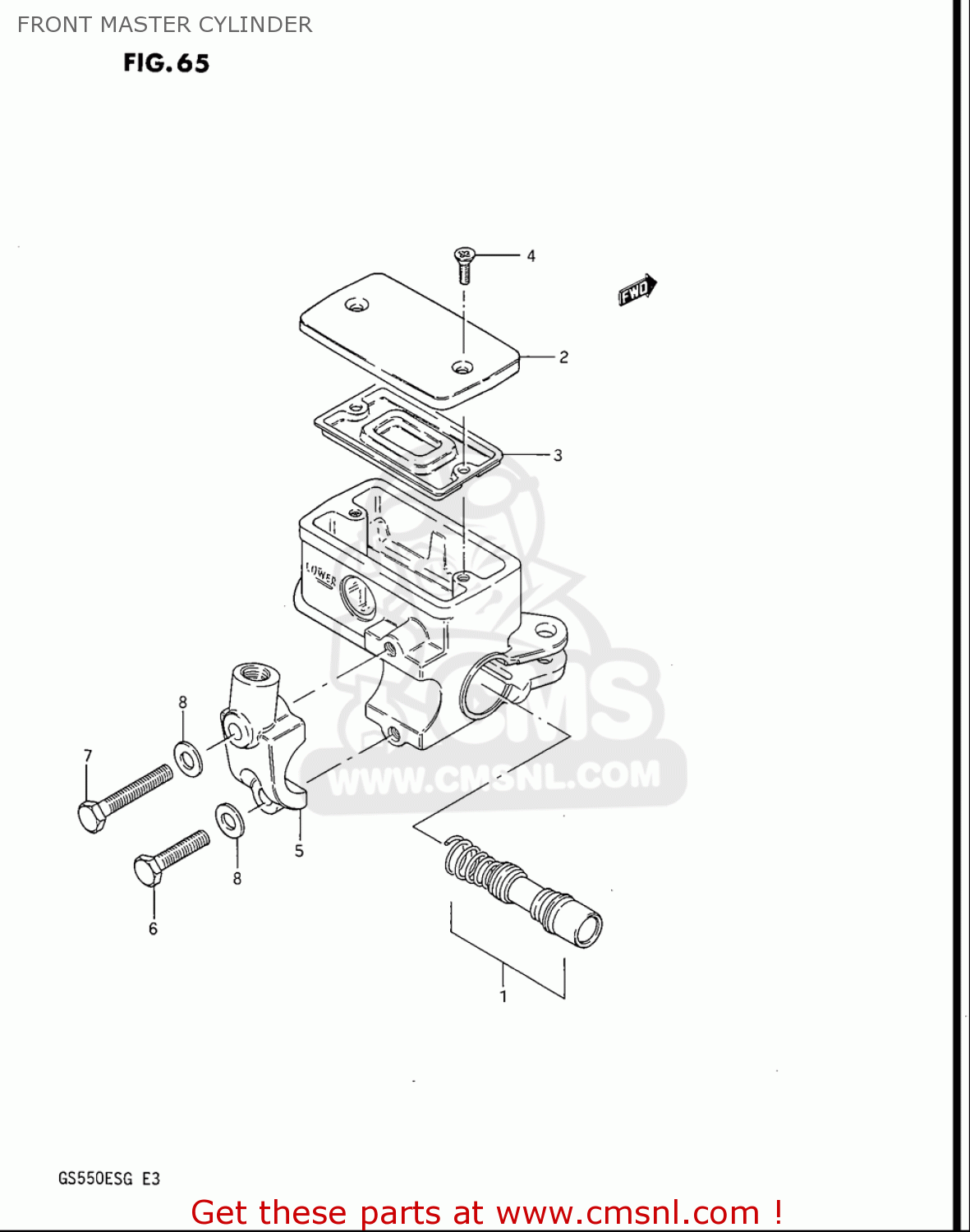 FRONT MASTER CYLINDER GS550ES GS550ESE GS550EF GS550ESF GS550ESG 83-86 (D-G) USA (E03)