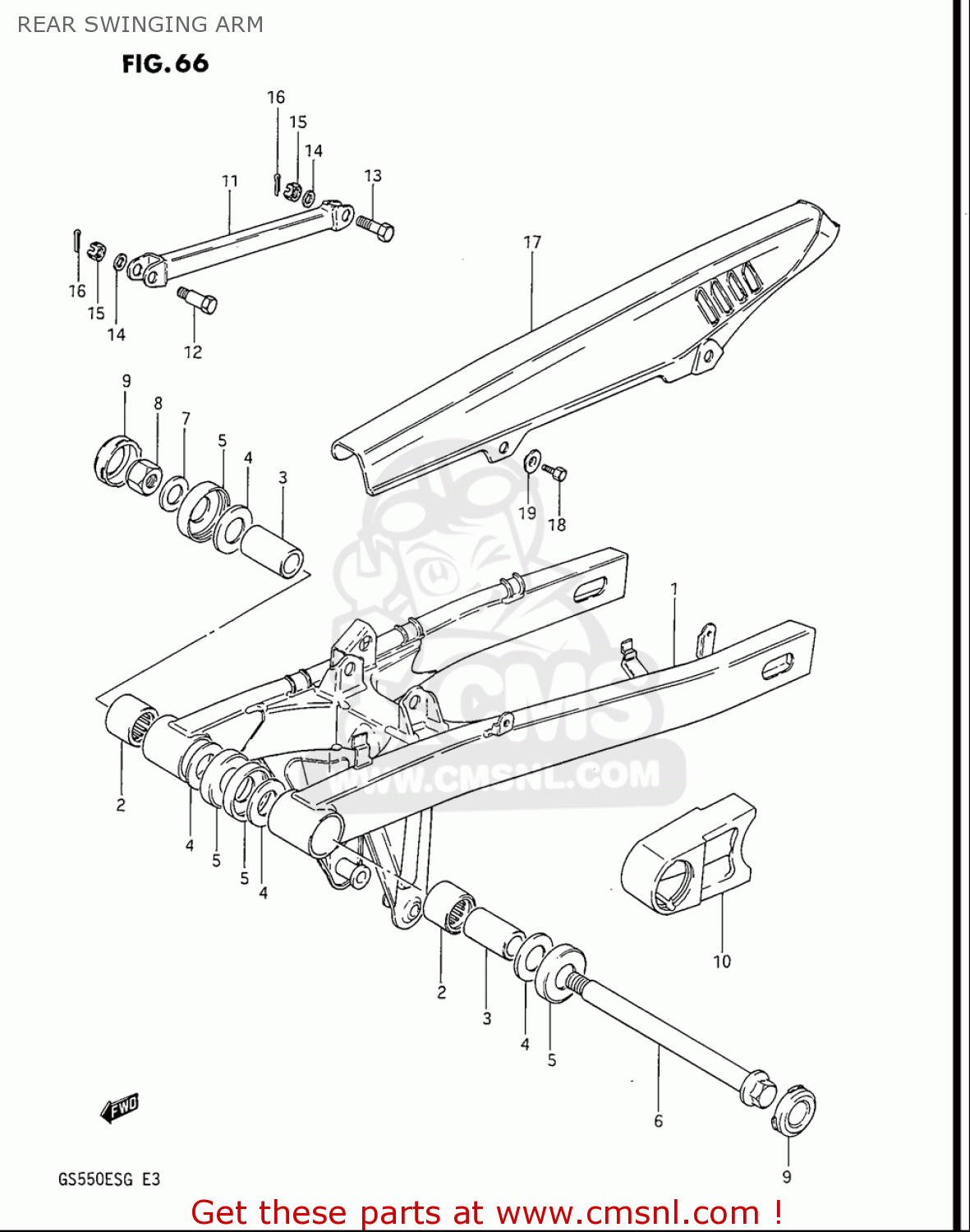 REAR SWINGING ARM GS550ES GS550ESE GS550EF GS550ESF GS550ESG 83-86 (D-G) USA (E03)