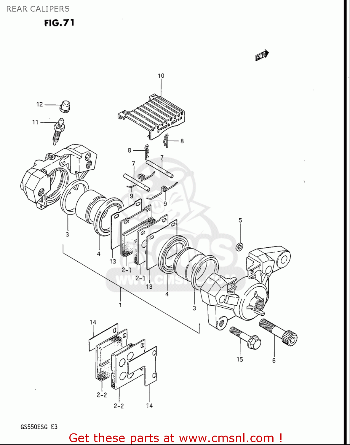 REAR CALIPERS GS550ES GS550ESE GS550EF GS550ESF GS550ESG 83-86 (D-G) USA (E03)