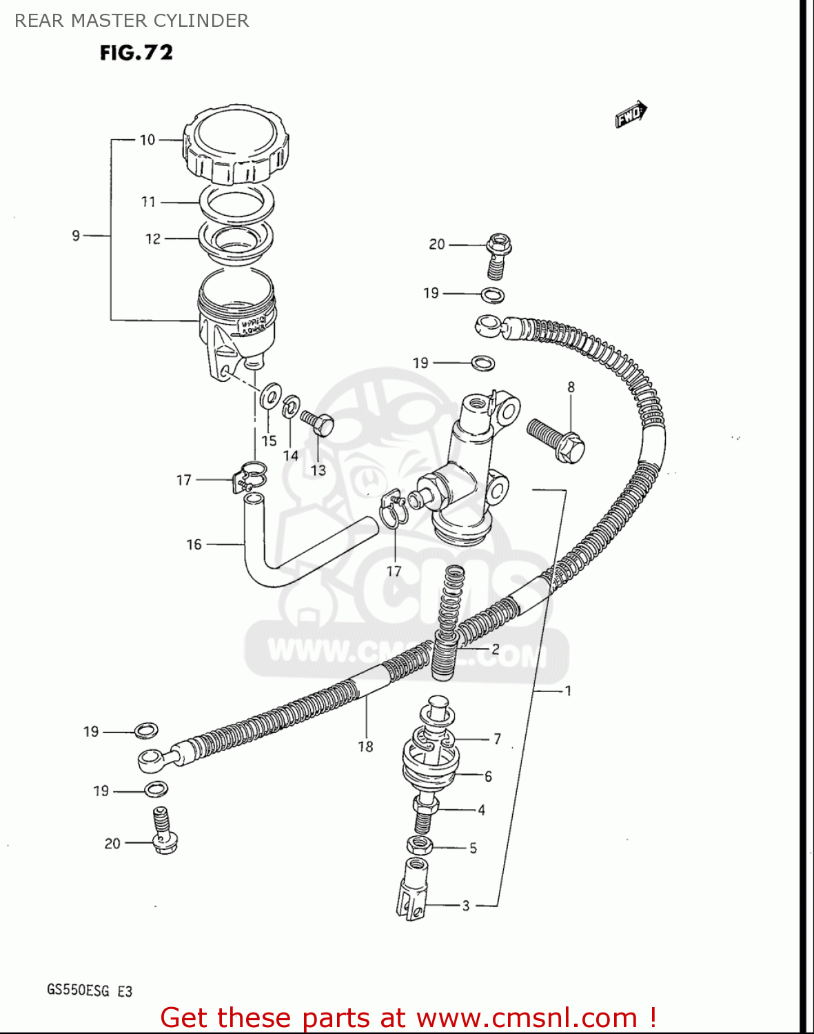 REAR MASTER CYLINDER GS550ES GS550ESE GS550EF GS550ESF GS550ESG 83-86 (D-G) USA (E03)