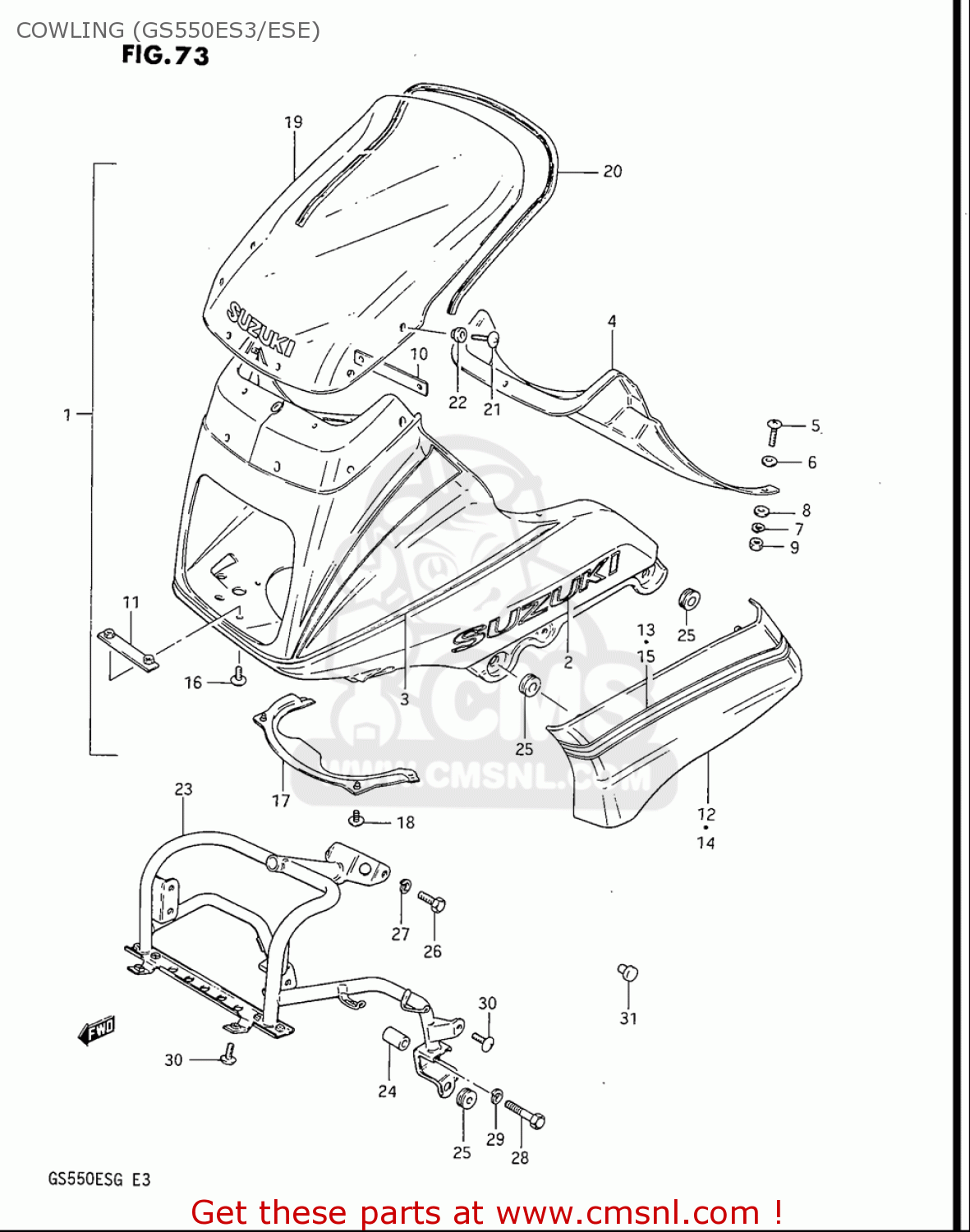 COWLING (GS550ES3/ESE) GS550ES GS550ESE GS550EF GS550ESF GS550ESG 83-86 (D-G) USA (E03)