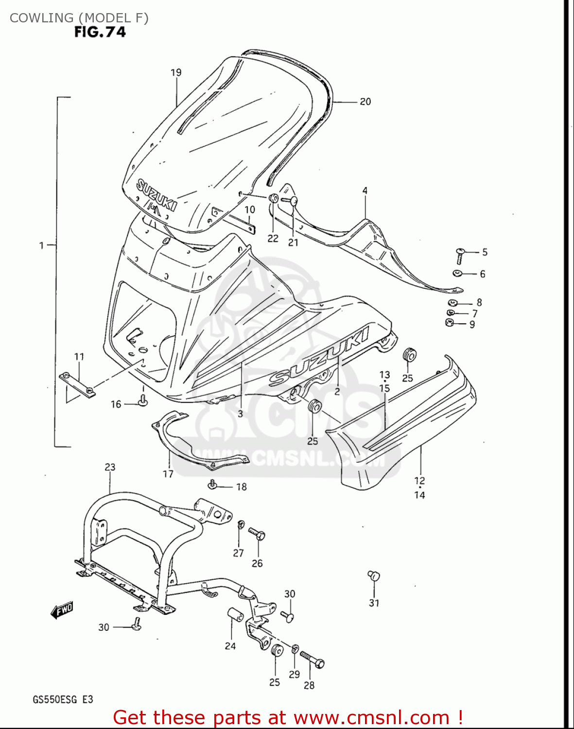 COWLING (MODEL F) GS550ES GS550ESE GS550EF GS550ESF GS550ESG 83-86 (D-G) USA (E03)