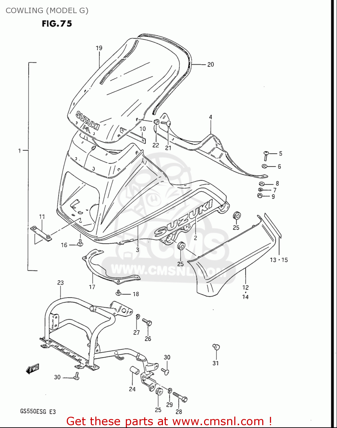 COWLING (MODEL G) GS550ES GS550ESE GS550EF GS550ESF GS550ESG 83-86 (D-G) USA (E03)