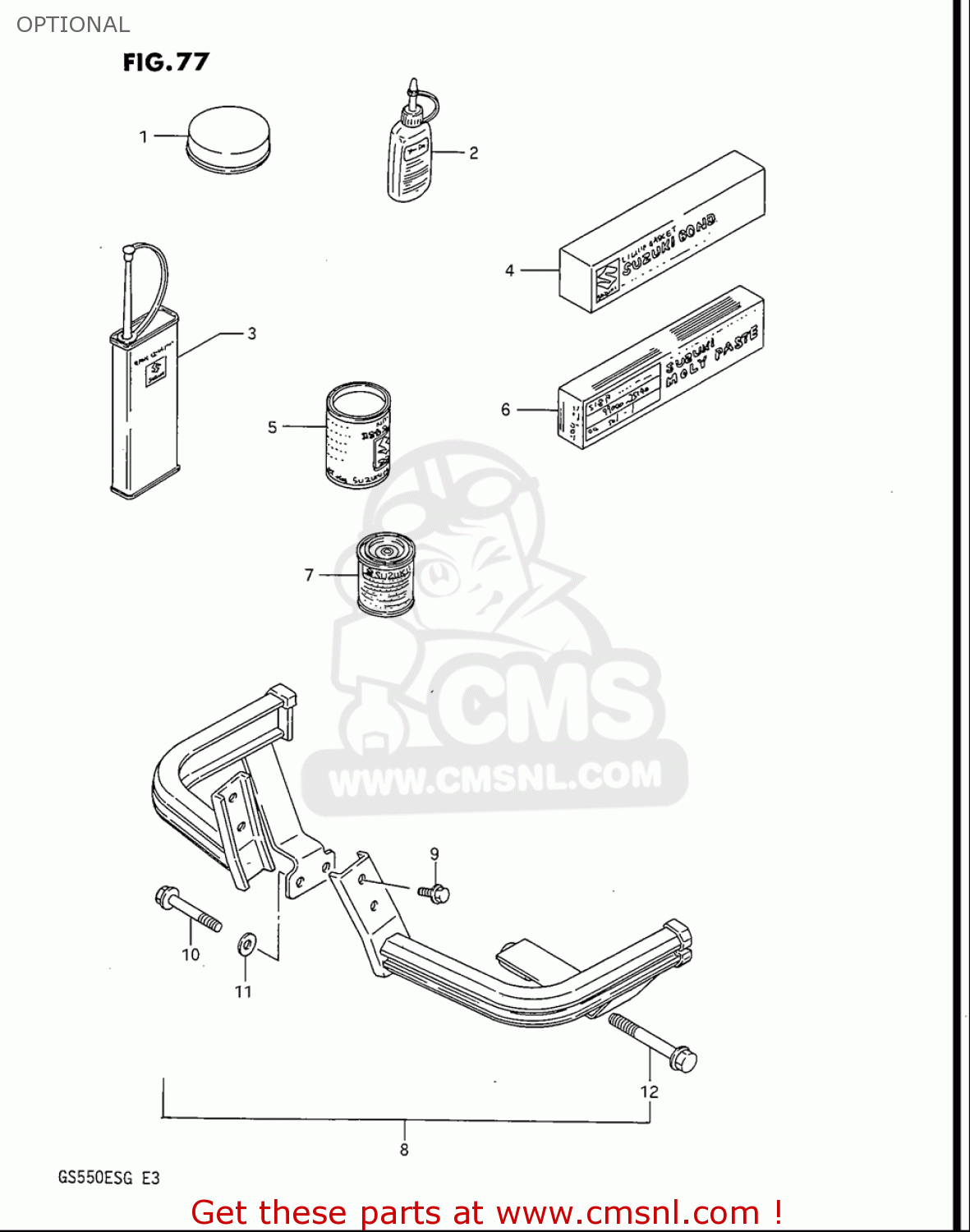 OPTIONAL GS550ES GS550ESE GS550EF GS550ESF GS550ESG 83-86 (D-G) USA (E03)