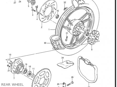 REAR WHEEL - GS550ES GS550ESE GS550EF GS550ESF GS550ESG 83-86 (D-G) USA (E03)