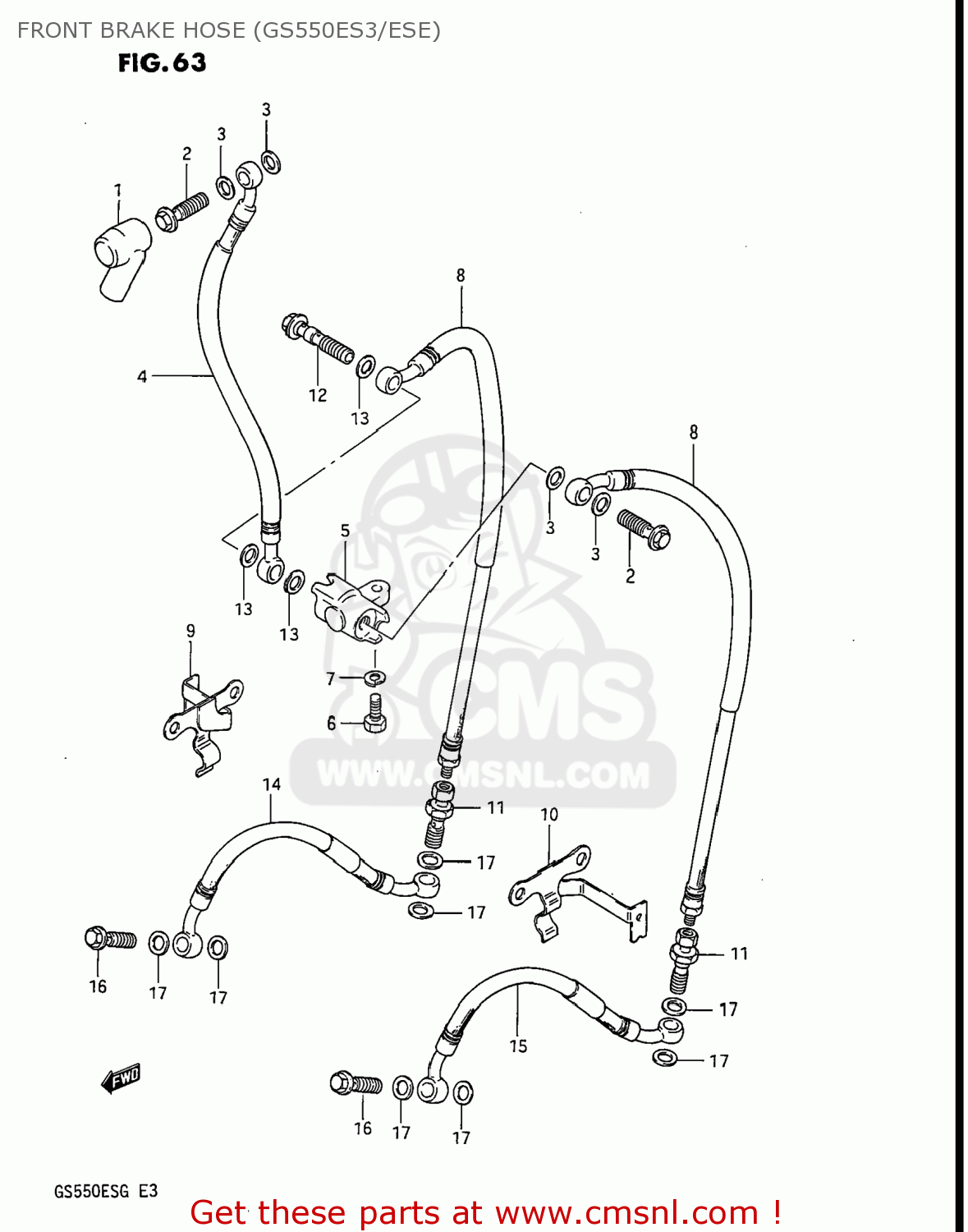FRONT BRAKE HOSE (GS550ES3/ESE) GS550ES3 1983 (D) USA (E03)