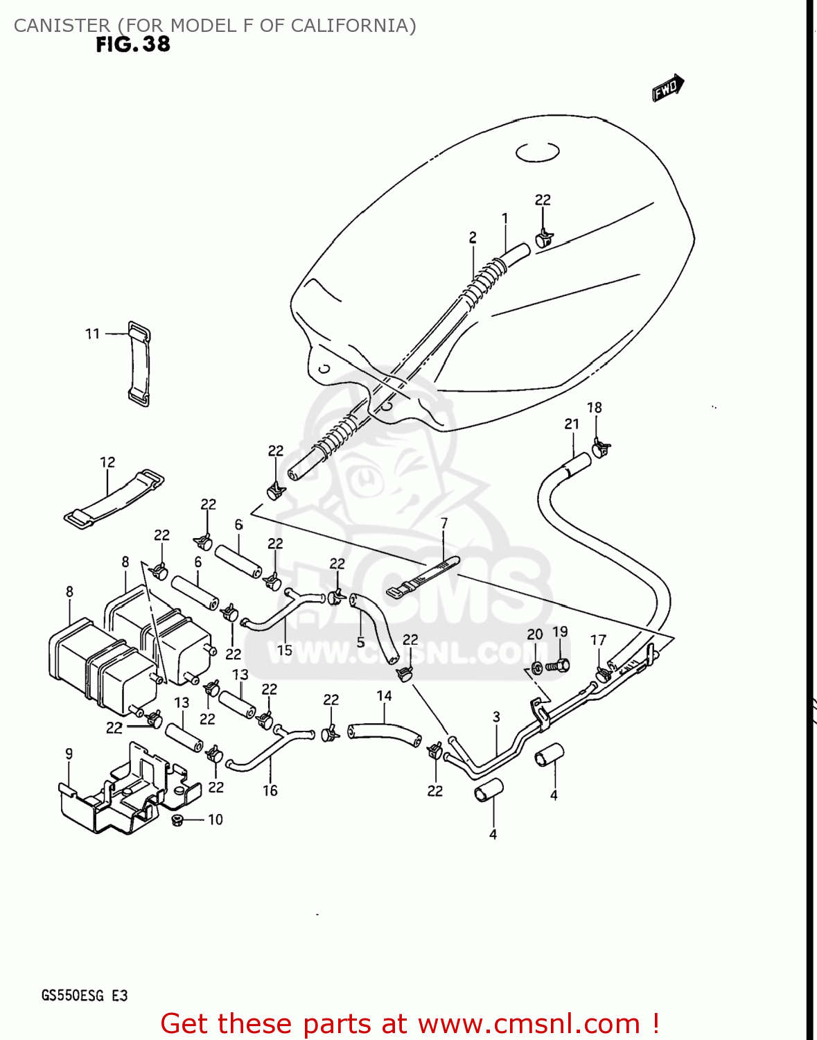 CANISTER (FOR MODEL F OF CALIFORNIA) GS550ES3 1984 (E) USA (E03)