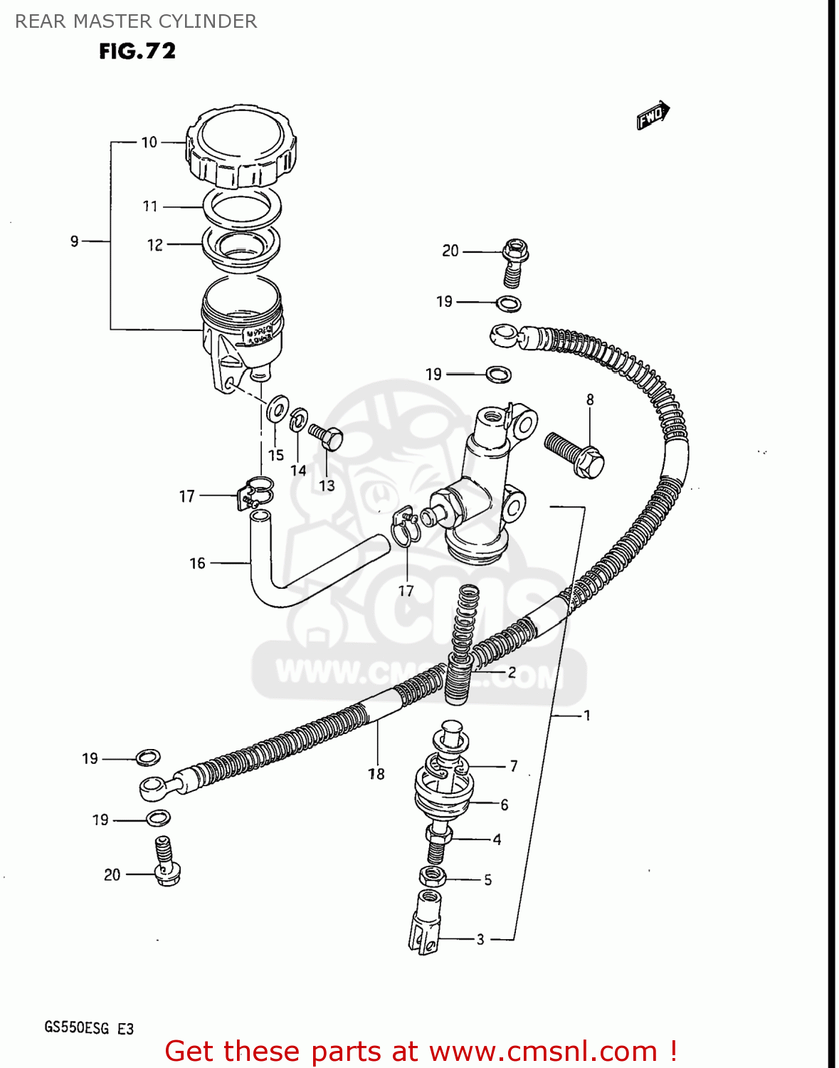 REAR MASTER CYLINDER GS550ES3 1984 (E) USA (E03)