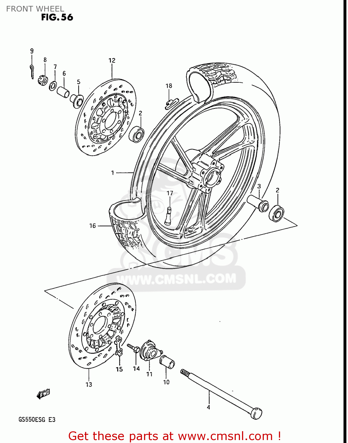 FRONT WHEEL GS550ES3 1985 (F) USA (E03)