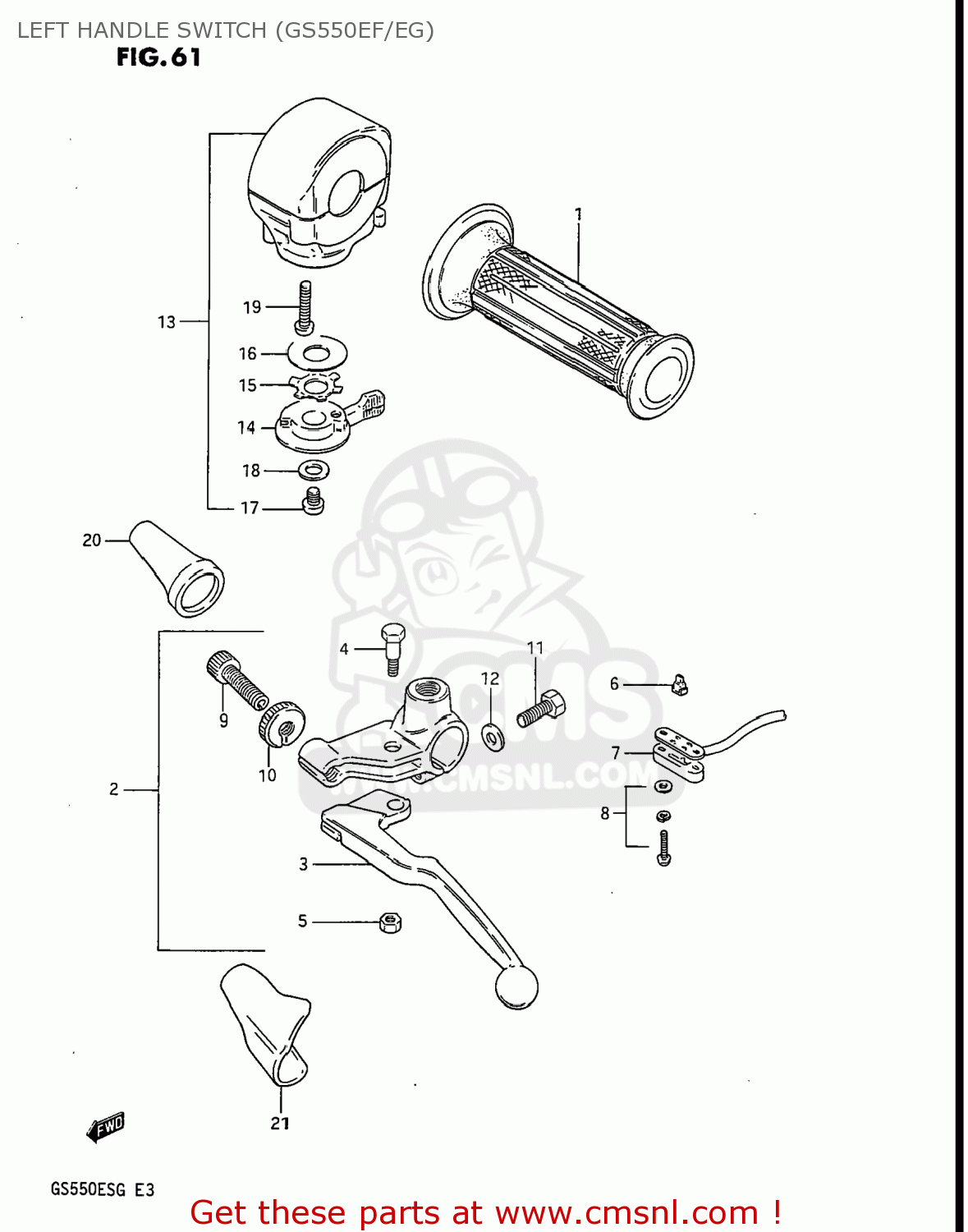 LEFT HANDLE SWITCH (GS550EF/EG) GS550ES3 1985 (F) USA (E03)