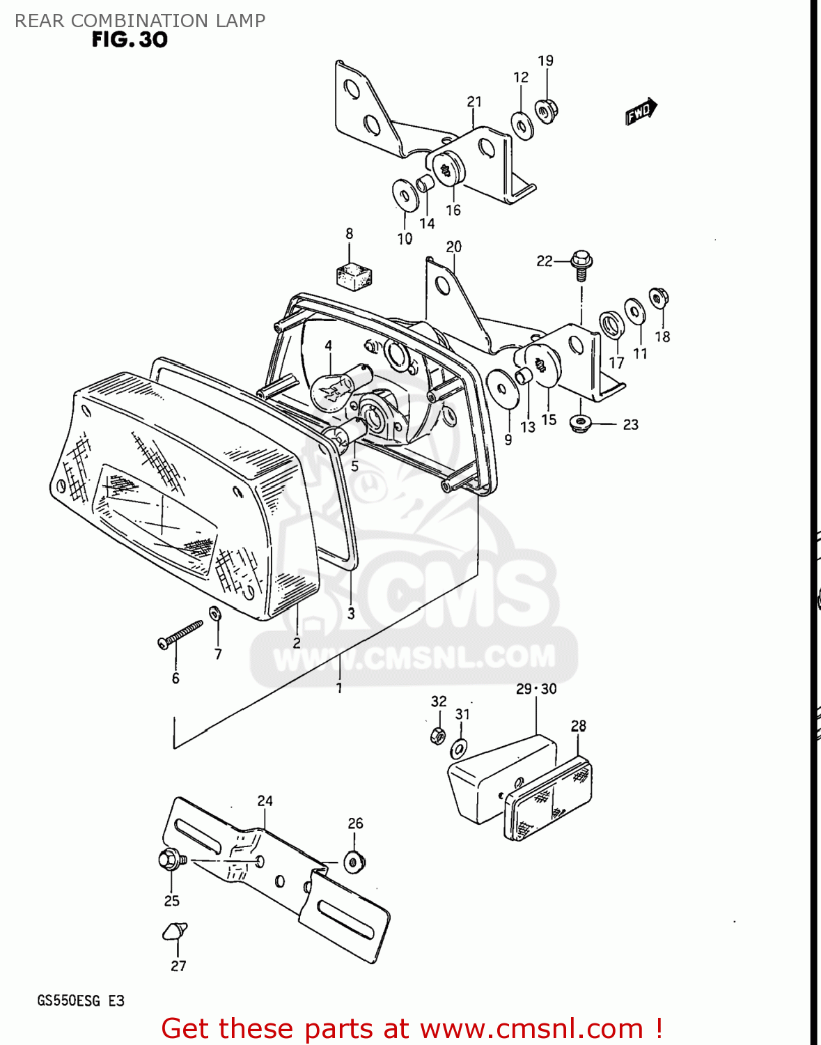 REAR COMBINATION LAMP GS550ES3 1986 (G) USA (E03)