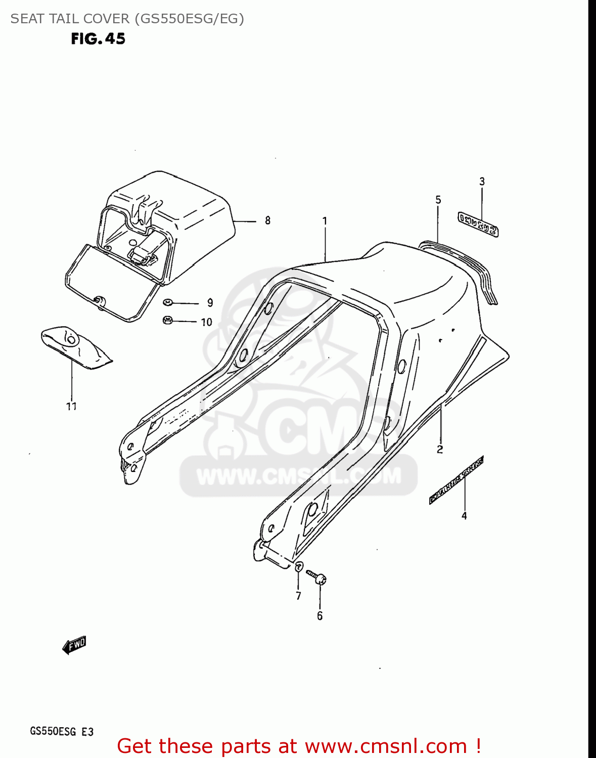 SEAT TAIL COVER (GS550ESG/EG) GS550ESE 1983 (D) USA (E03)