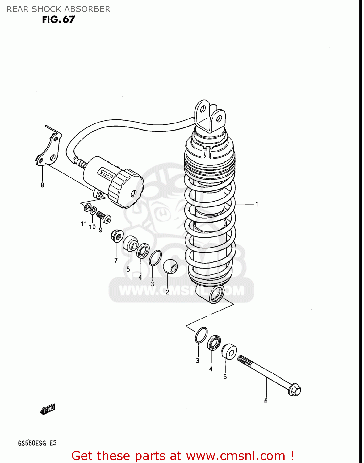 REAR SHOCK ABSORBER GS550ESE 1985 (F) USA (E03)
