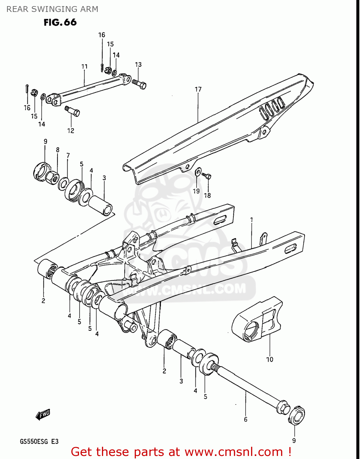 REAR SWINGING ARM GS550ESE 1985 (F) USA (E03)