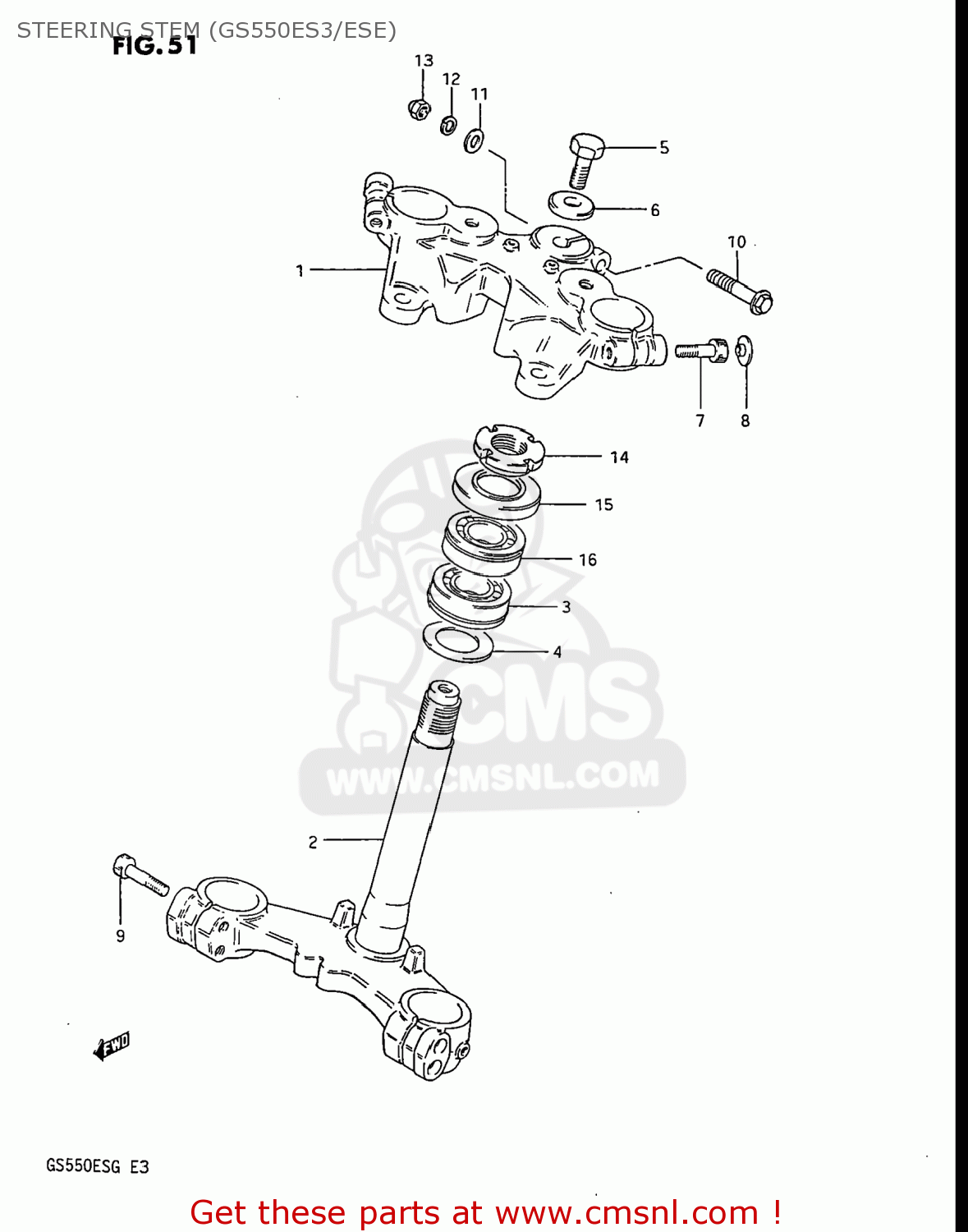 STEERING STEM (GS550ES3/ESE) GS550ESE 1985 (F) USA (E03)