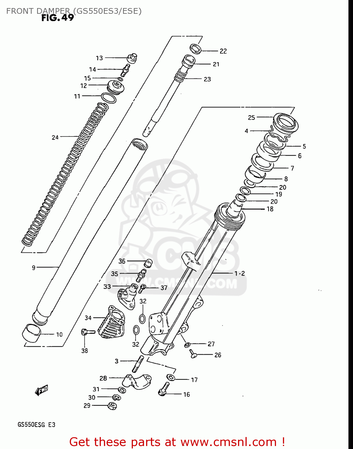 FRONT DAMPER (GS550ES3/ESE) GS550ESE 1986 (G) USA (E03)