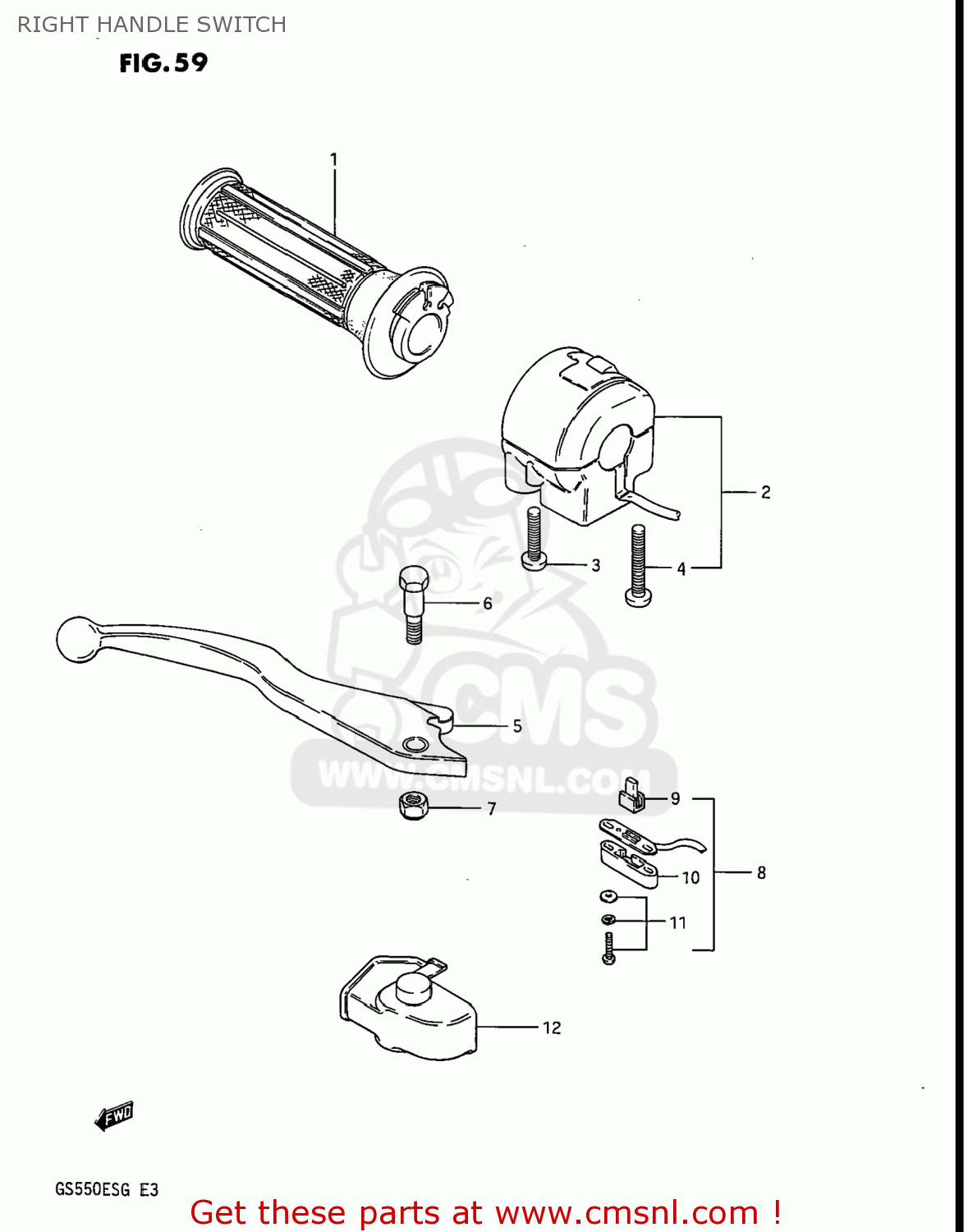RIGHT HANDLE SWITCH GS550ESE 1986 (G) USA (E03)