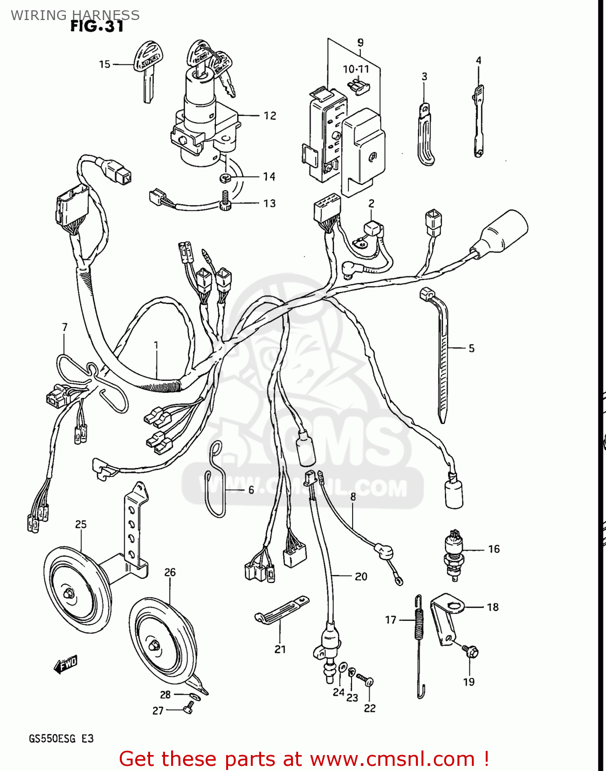 Suzuki GS550ESF 1983 (D) USA (E03) WIRING HARNESS - buy original WIRING ...