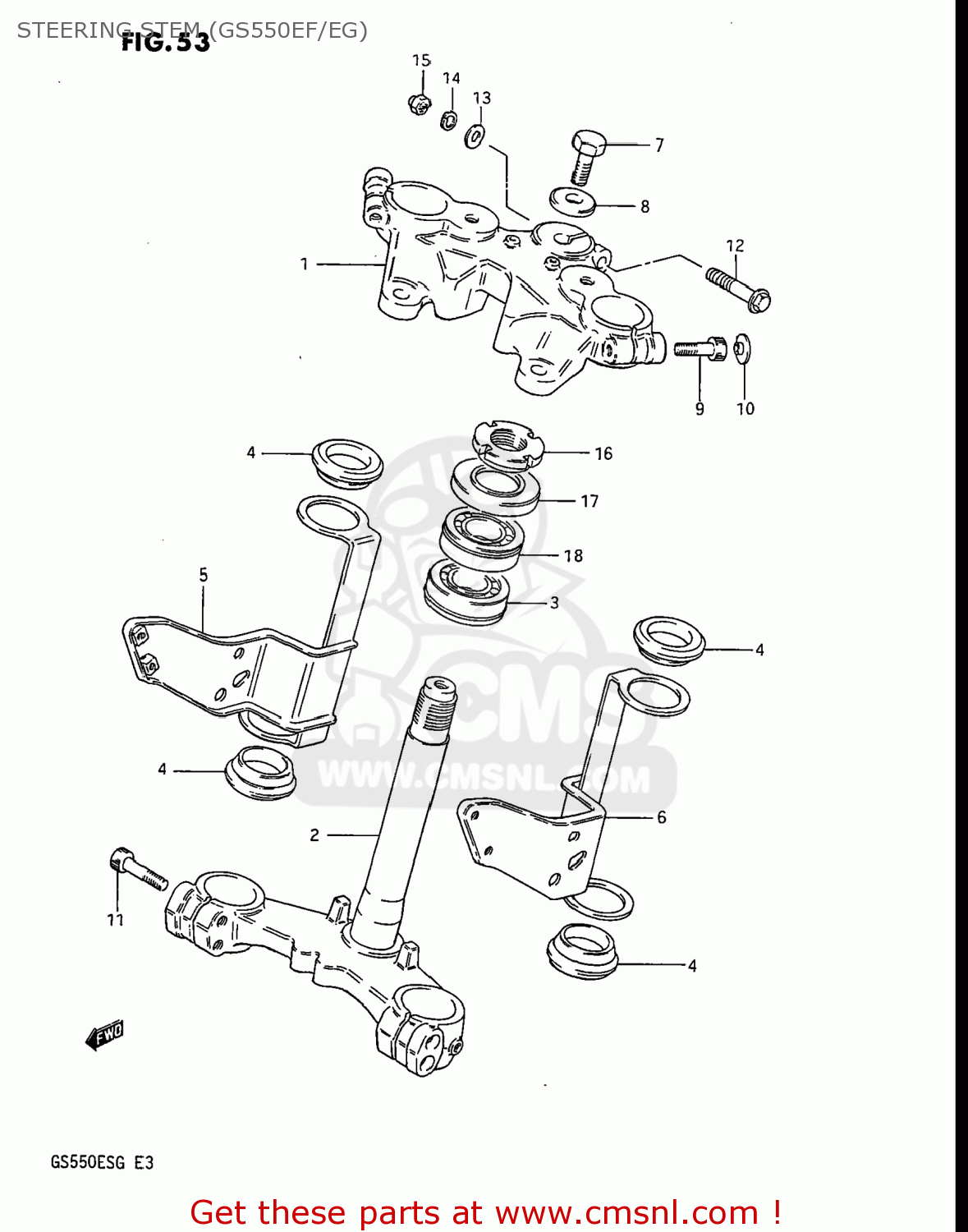STEERING STEM (GS550EF/EG) GS550ESF 1983 (D) USA (E03)