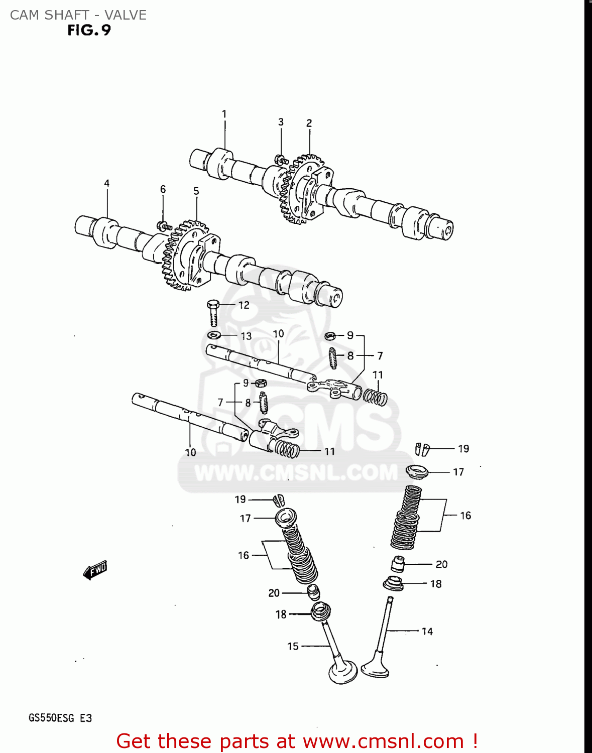 CAM SHAFT - VALVE GS550ESF 1984 (E) USA (E03)