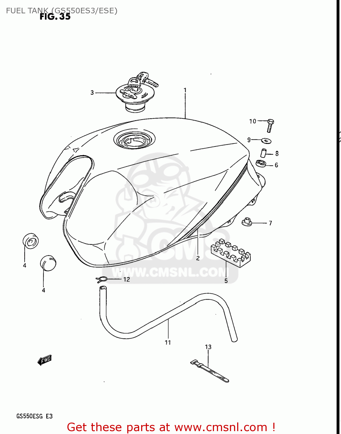FUEL TANK (GS550ES3/ESE) GS550ESF 1984 (E) USA (E03)
