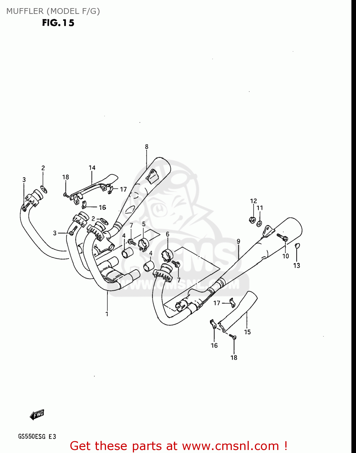 MUFFLER (MODEL F/G) GS550ESF 1984 (E) USA (E03)