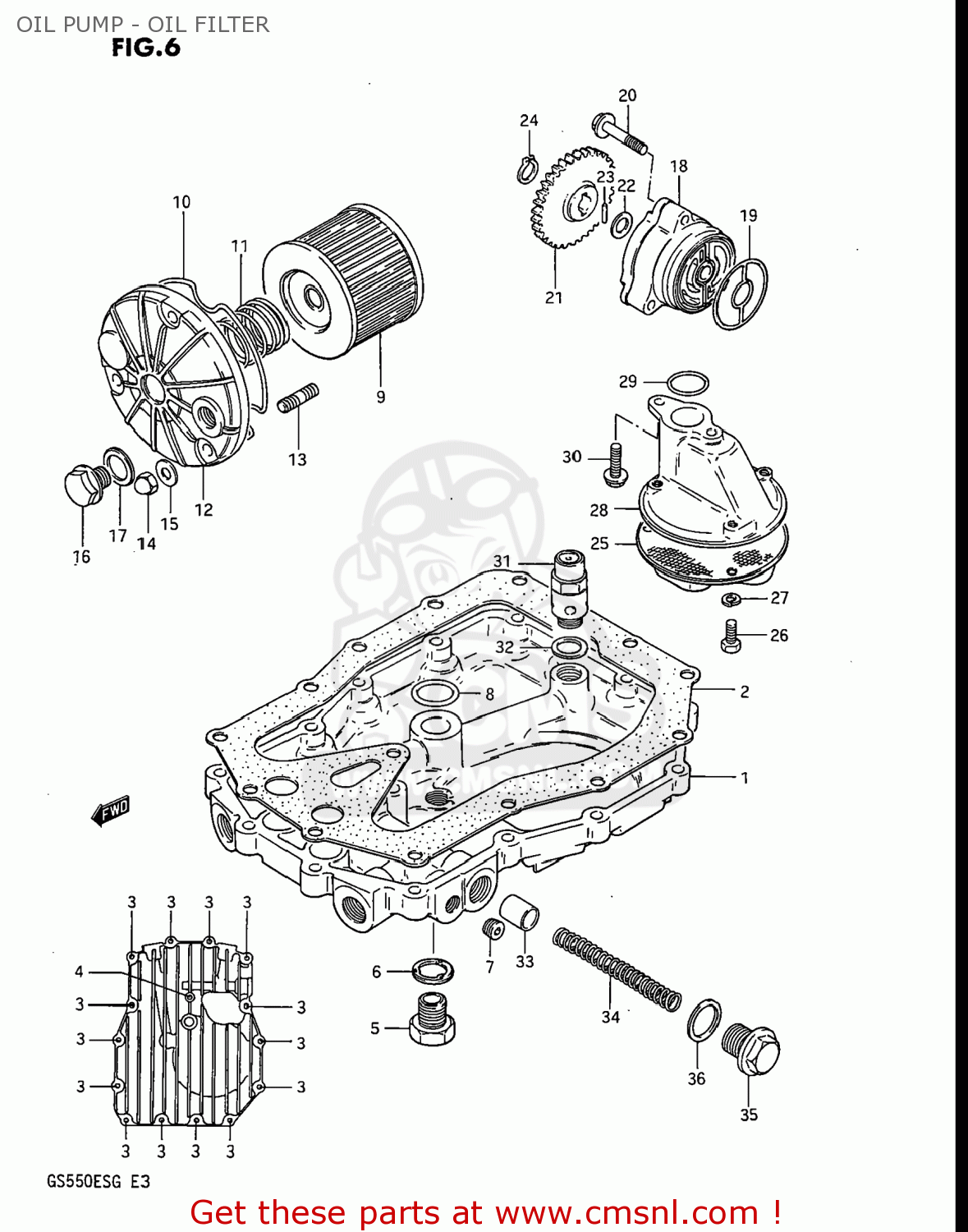 OIL PUMP - OIL FILTER GS550ESF 1984 (E) USA (E03)