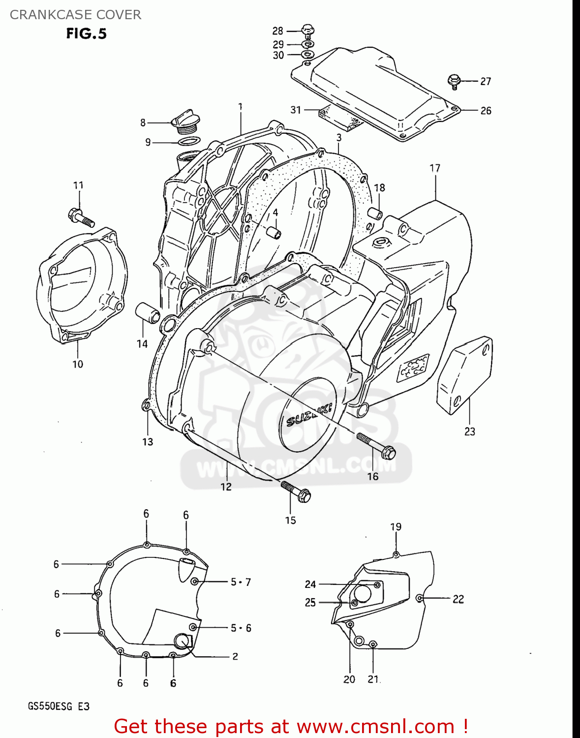 CRANKCASE COVER GS550ESF 1985 (F) USA (E03)
