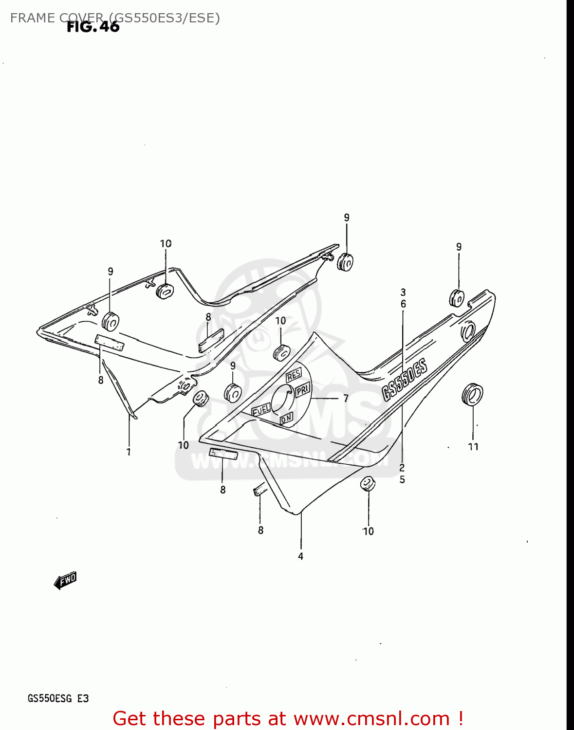 FRAME COVER (GS550ES3/ESE) GS550ESF 1986 (G) USA (E03)