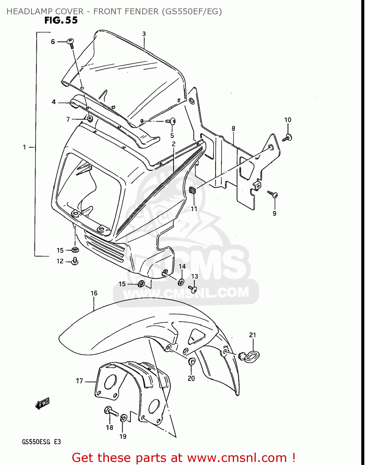 HEADLAMP COVER - FRONT FENDER (GS550EF/EG) GS550ESF 1986 (G) USA (E03)