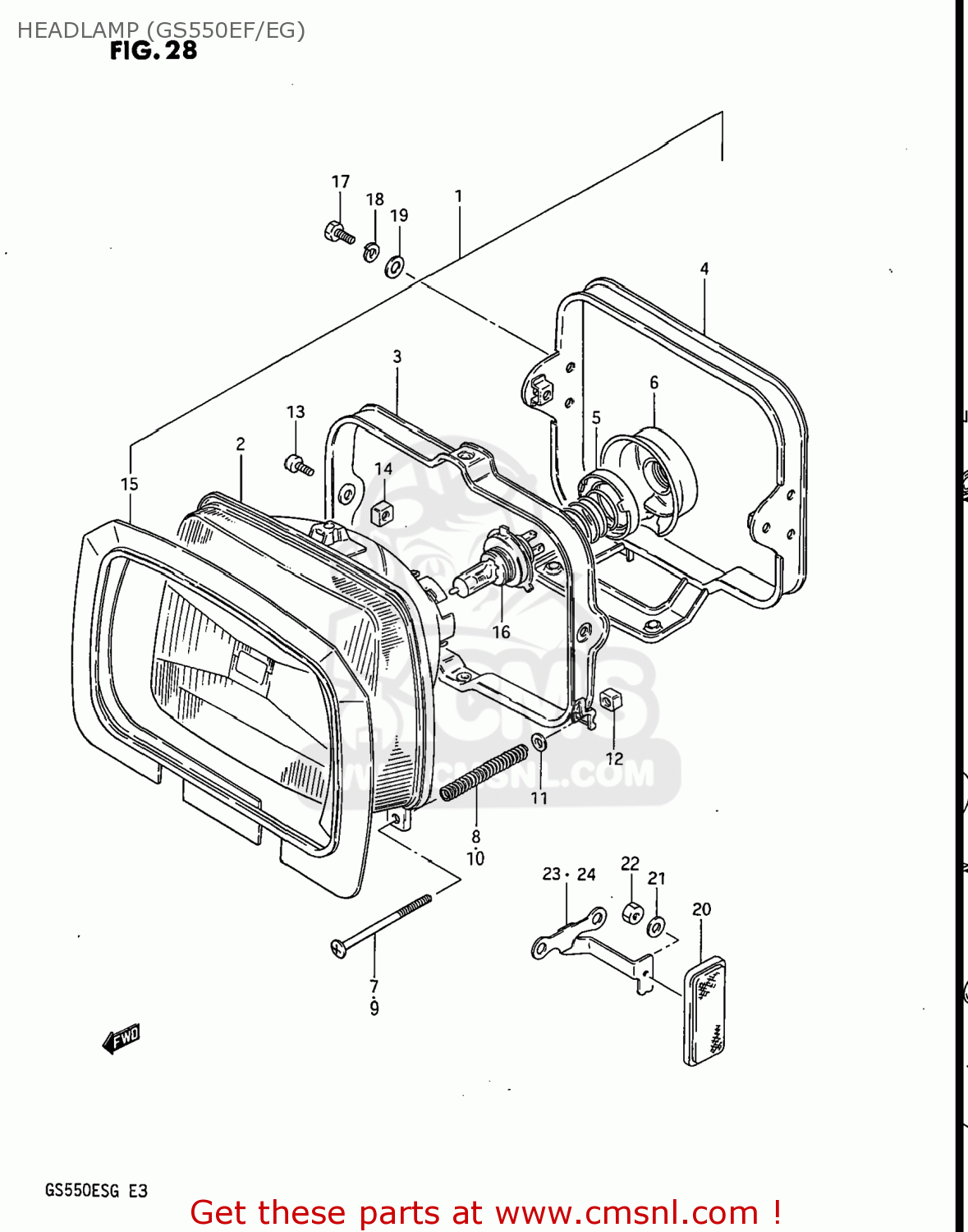 HEADLAMP (GS550EF/EG) GS550ESG 1983 (D) USA (E03)