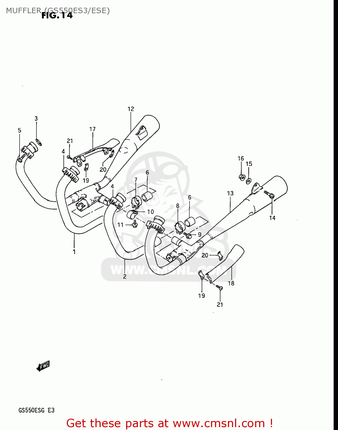 MUFFLER (GS550ES3/ESE) GS550ESG 1983 (D) USA (E03)