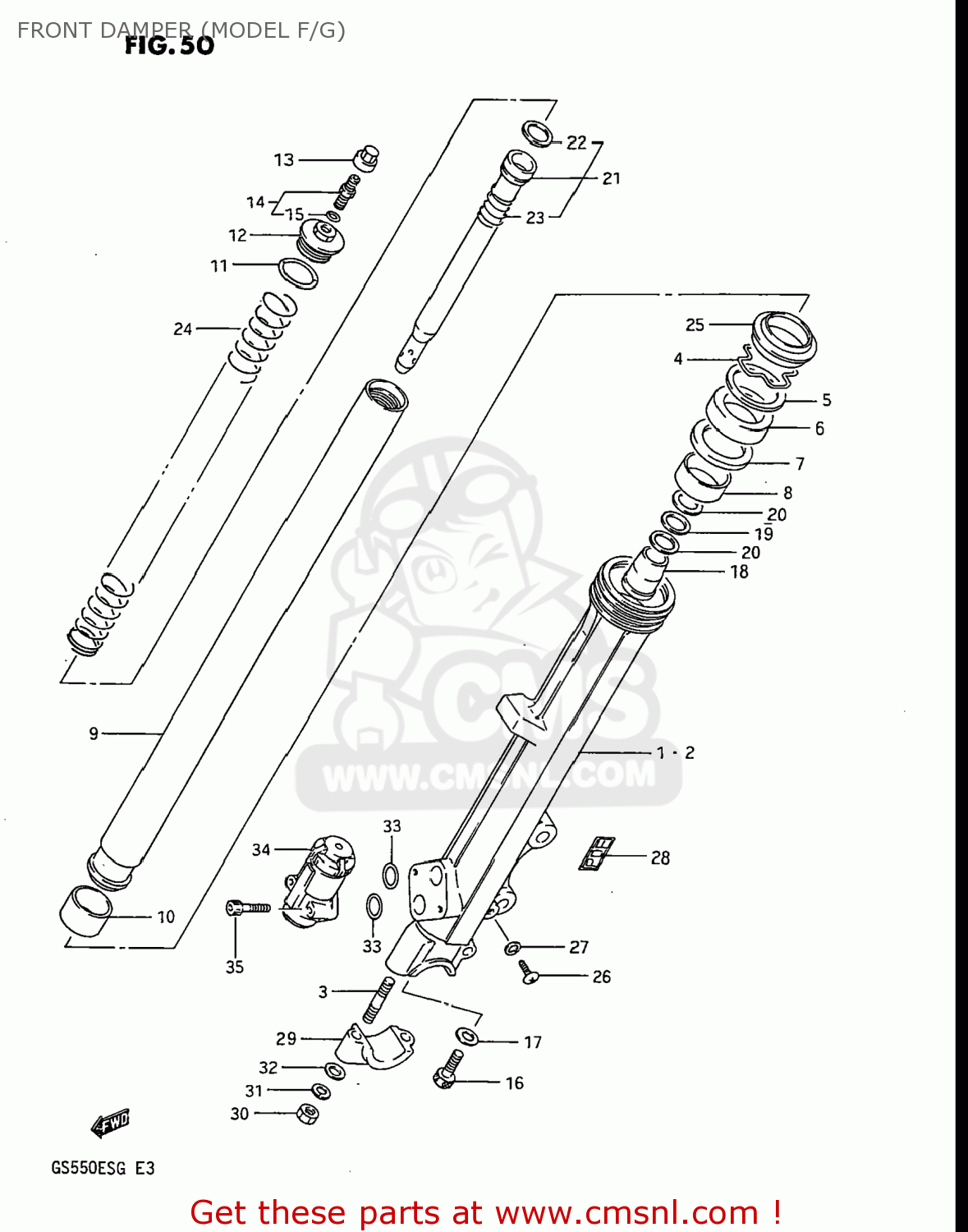 FRONT DAMPER (MODEL F/G) GS550ESG 1984 (E) USA (E03)