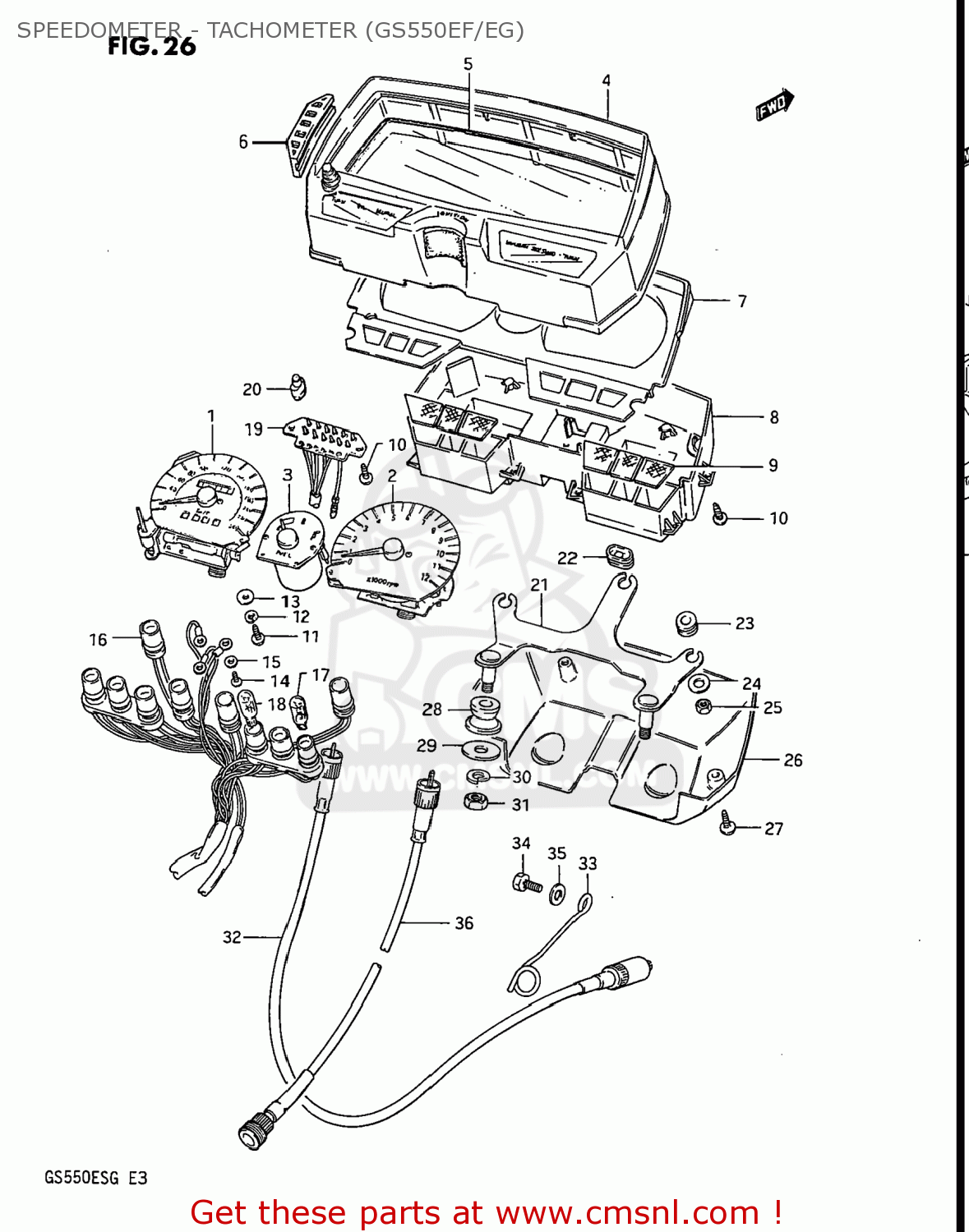 SPEEDOMETER - TACHOMETER (GS550EF/EG) GS550ESG 1984 (E) USA (E03)