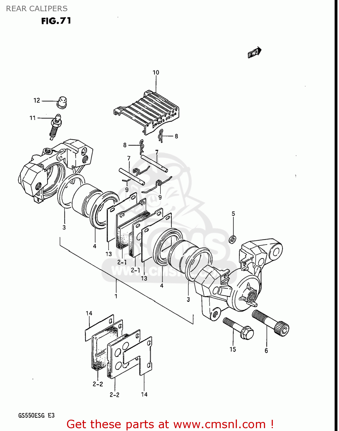 REAR CALIPERS GS550ESG 1985 (F) USA (E03)