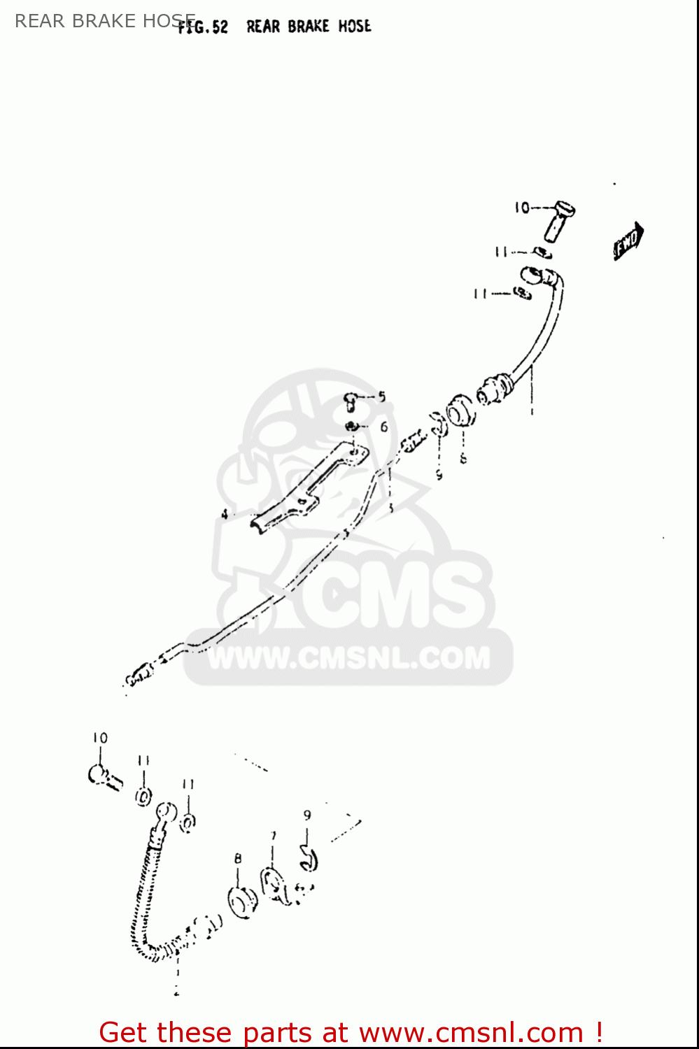 REAR BRAKE HOSE GS550L 1979 (N) USA (E03)
