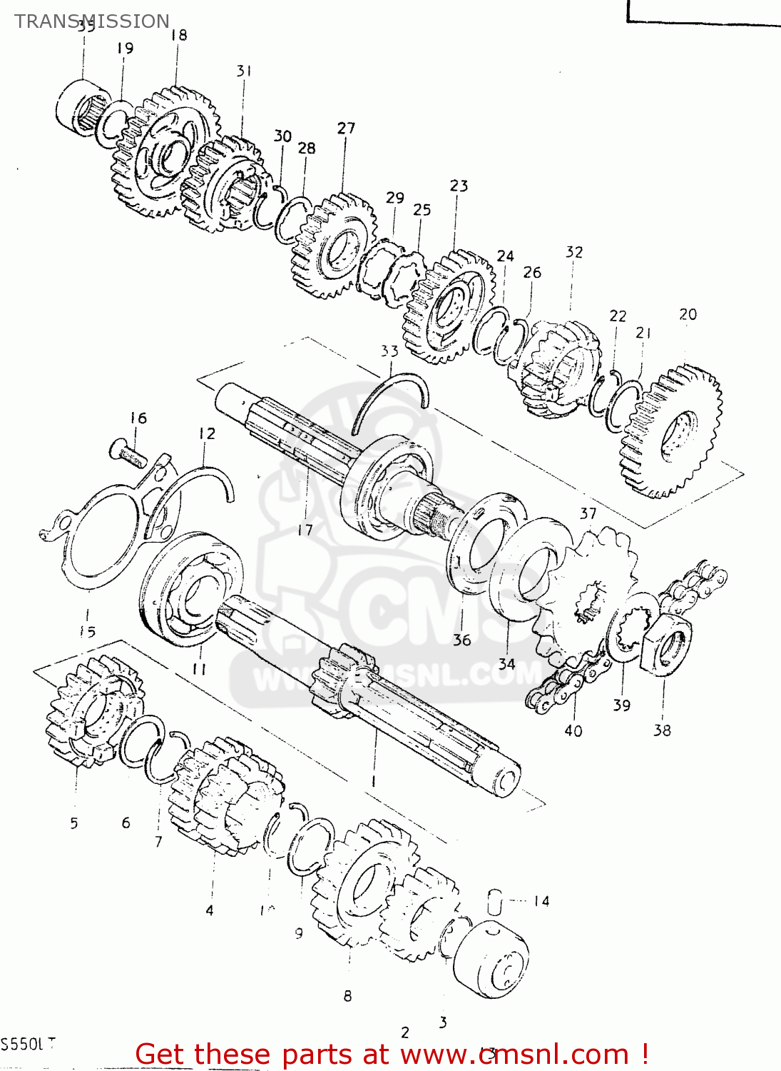 TRANSMISSION GS550L 1980 (T) (E01 E02 E04 E21 E22 E24 E25 E26 E34 E39)