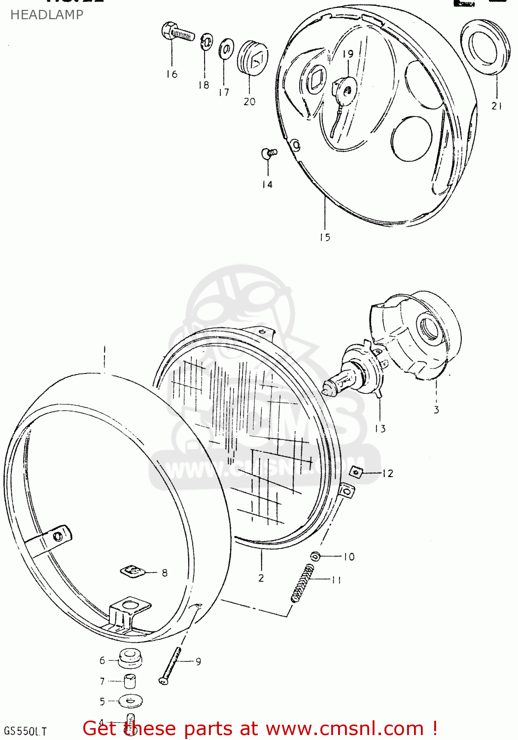 HEADLAMP GS550L 1980 (T) (E01 E02 E04 E21 E22 E24 E25 E26 E34 E39)